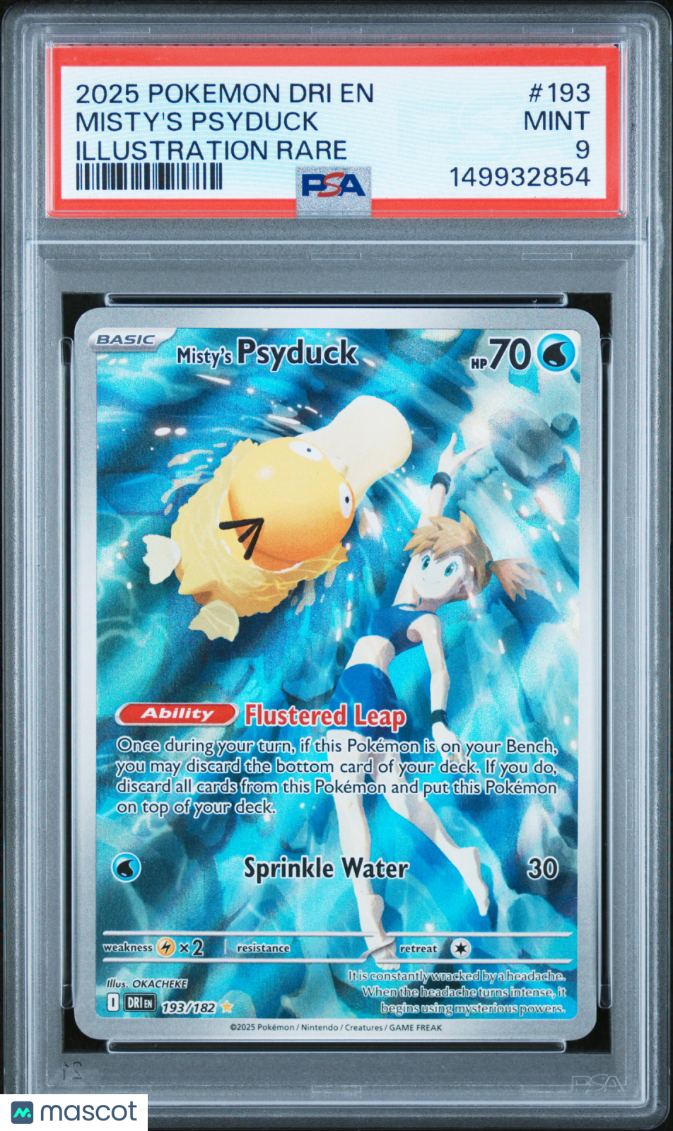 2025 Pokemon Dri EN-Destined Rivals Misty's Psyduck #193 Illustration Rare PSA 9