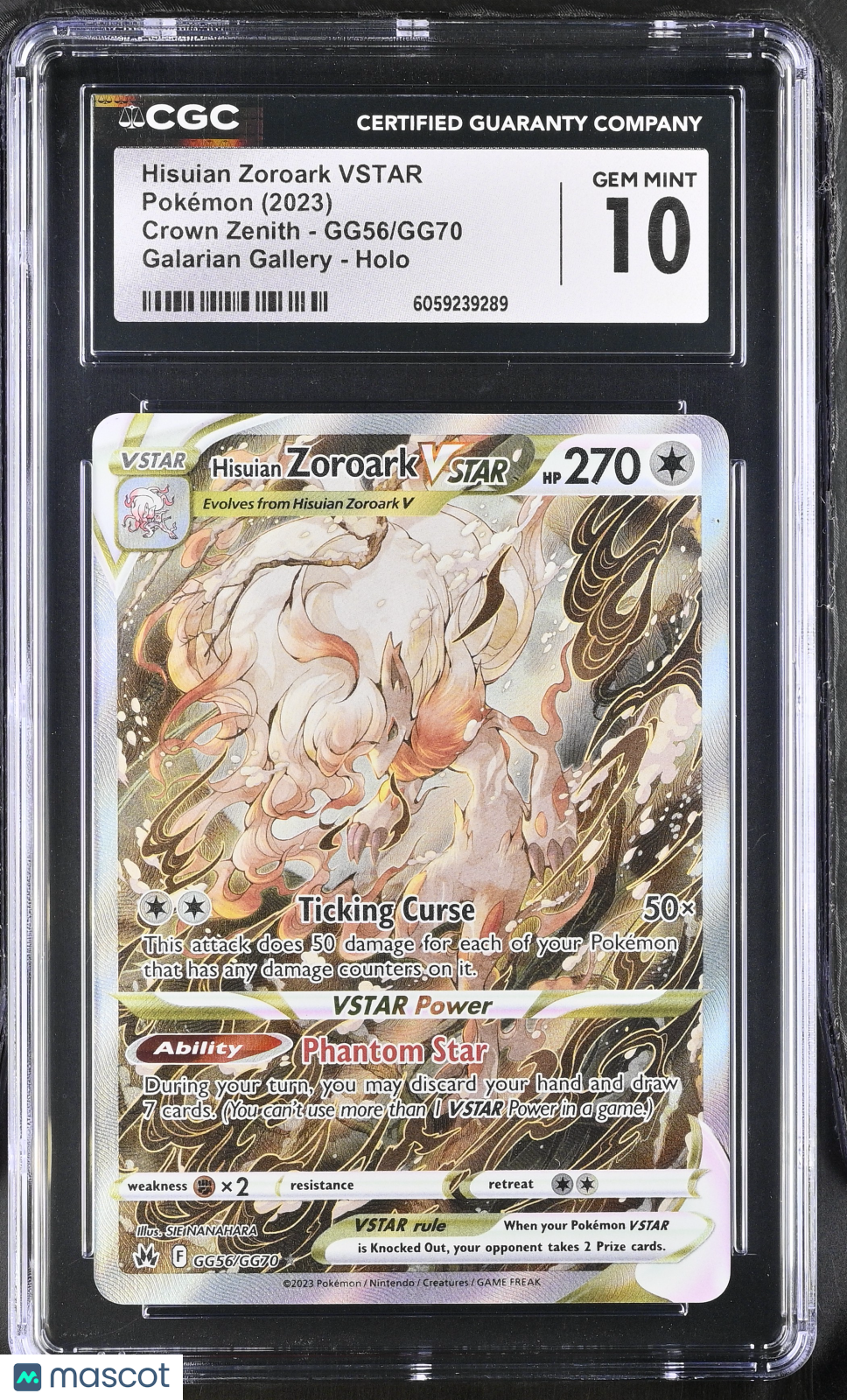2023 Pokemon Hisuian Zoroark VSTAR #GG56/GG70 CGC 10