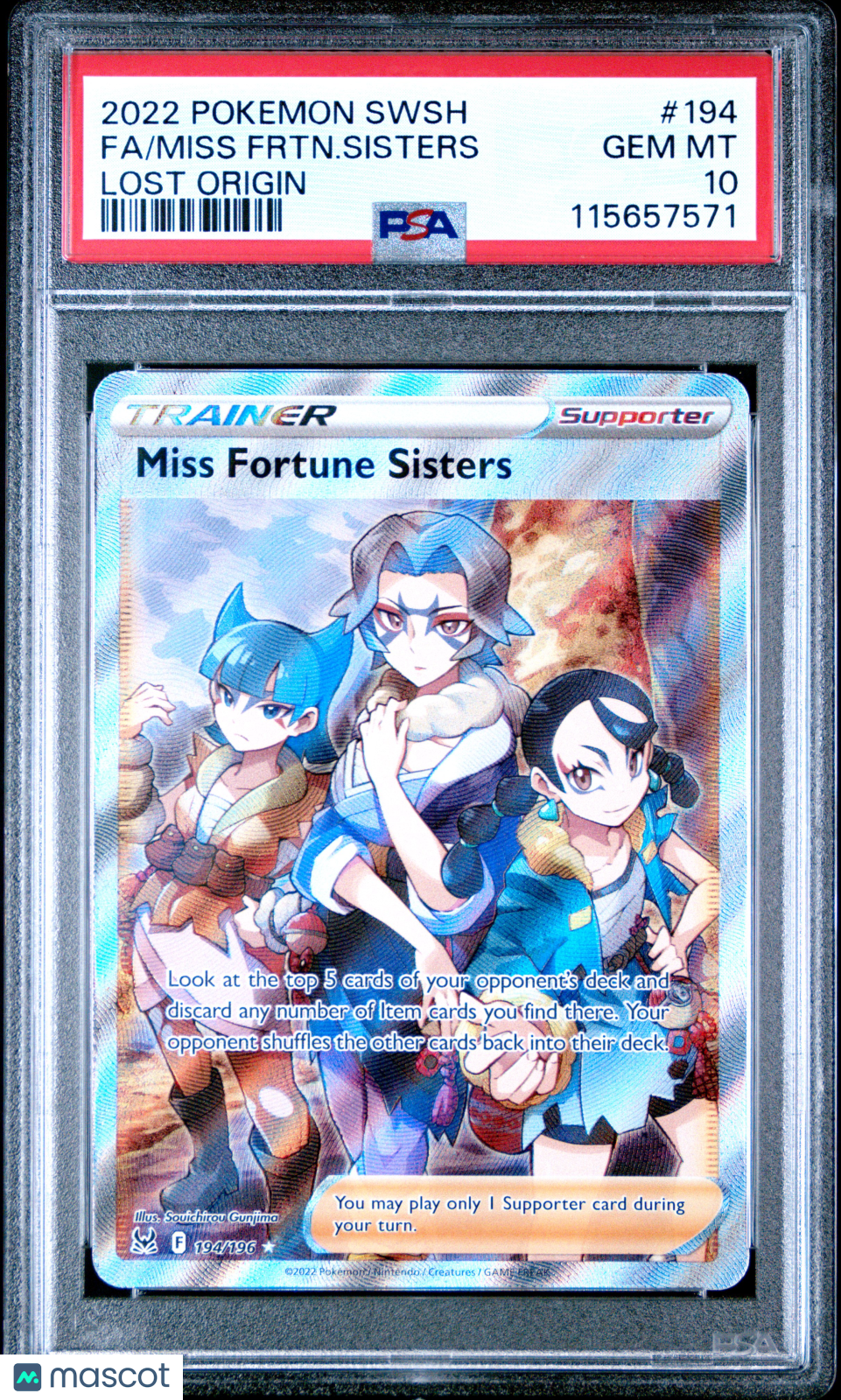 2022 Pokemon Sword & Shield Lost Origin Miss Frtn. Sisters #194 Fa Lost Origin PSA 10