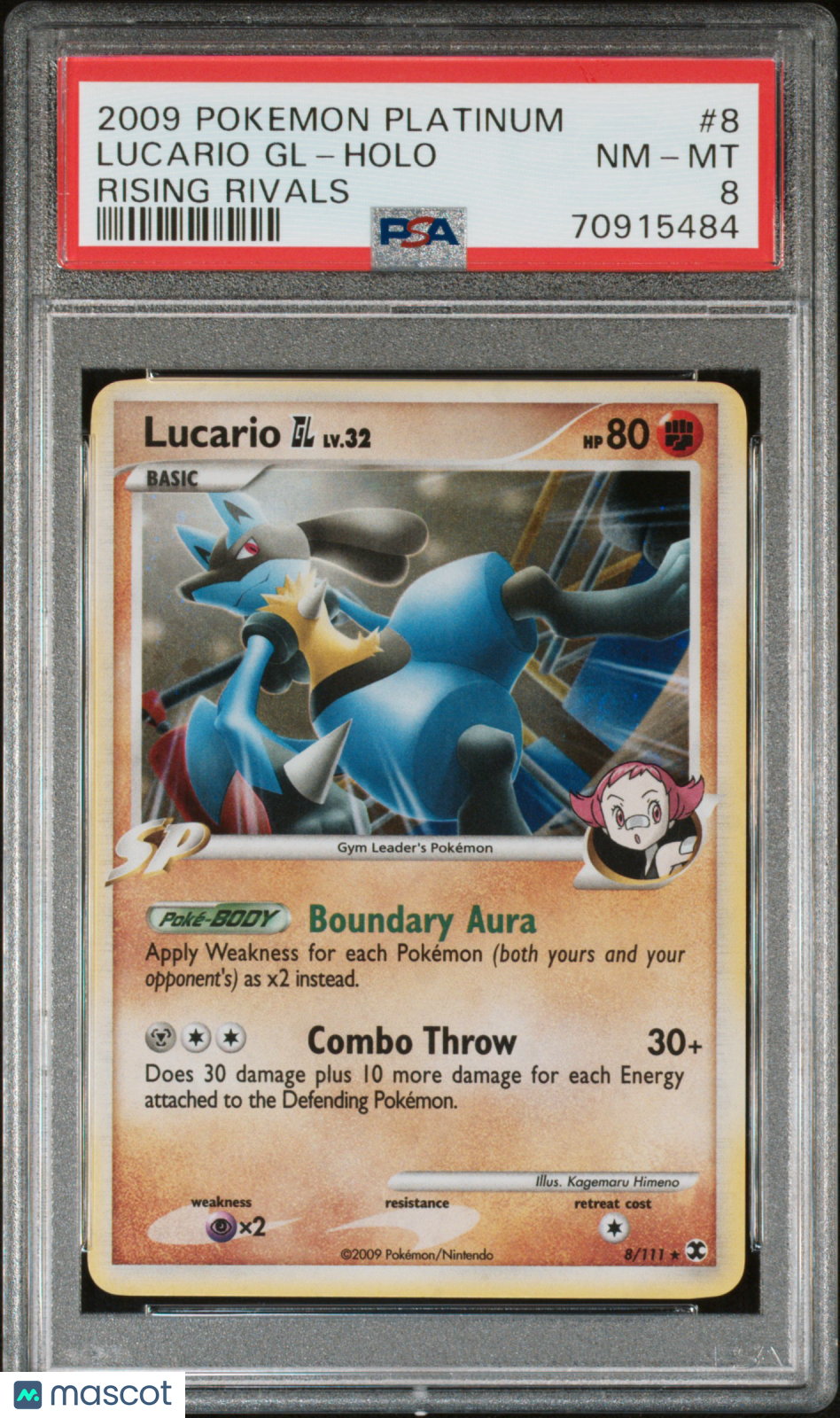 2009 Pokemon Platinum Rising Rivals Lucario GL #8 Rising Rivals PSA 8