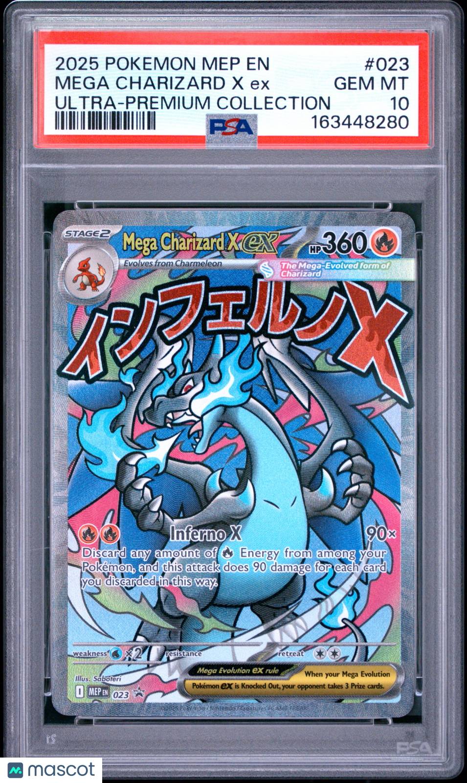 2025 Pokemon Mep EN-Me Black Star Promo Mega Charizard X EX #023 Ultra-Premium Collection PSA 10