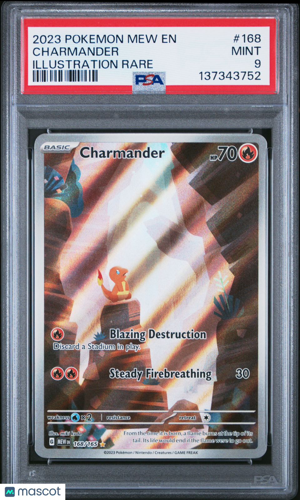 2023 Pokemon Mew EN-151 Charmander #168 Illustration Rare PSA 9