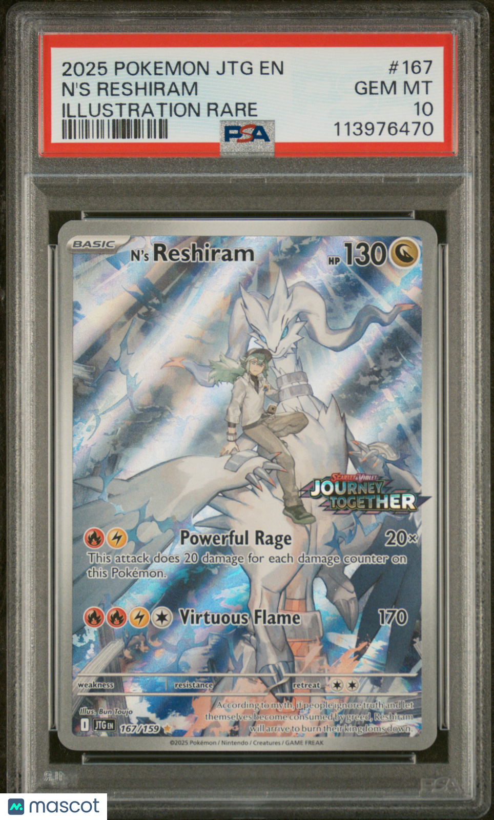 2025 Pokemon JTG EN-Journey Together N'S Reshiram #167 Illustration Rare PSA 10