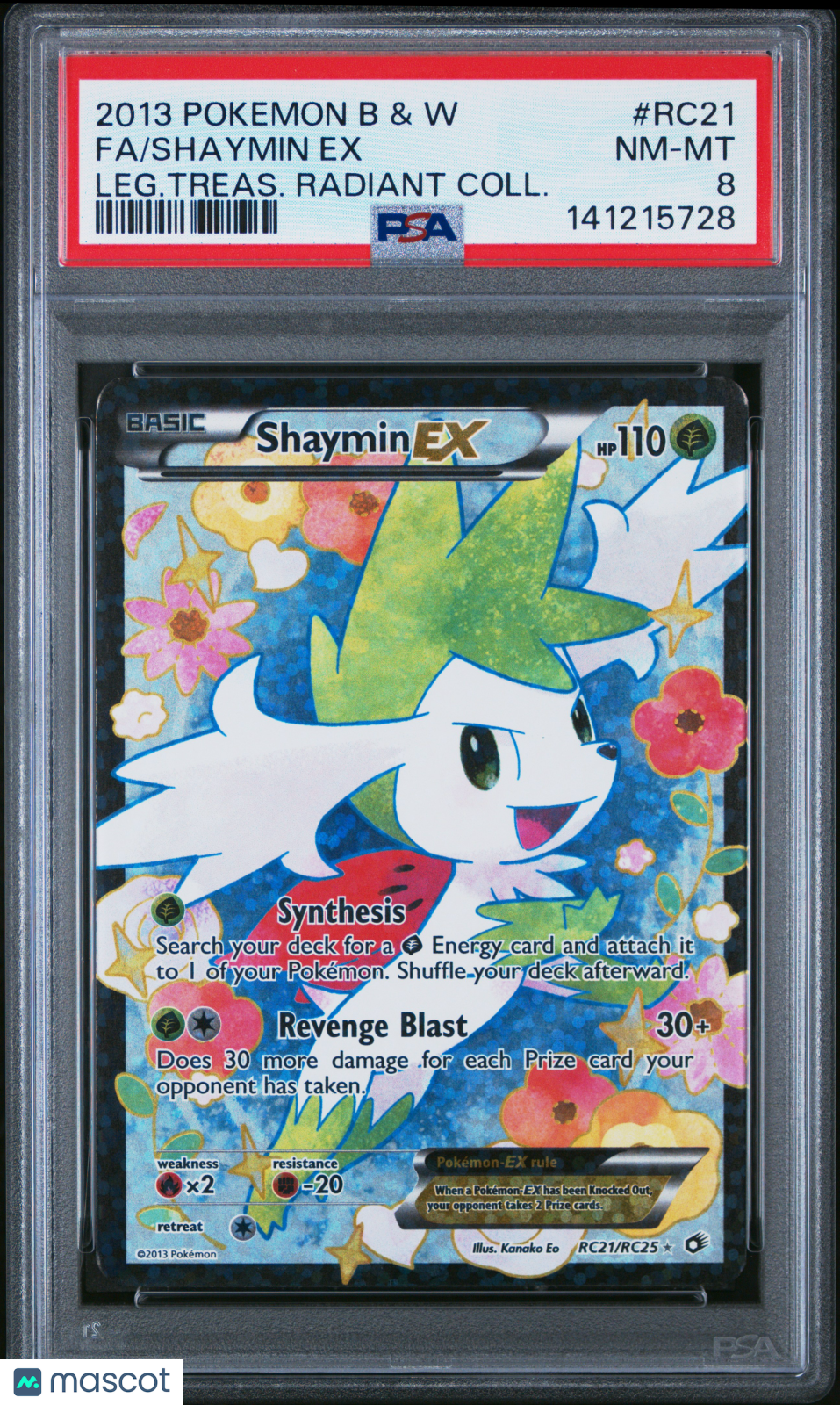 2013 Pokemon Black & White Legendary Treasures Radiant Collection Shaymin EX #RC21 Leg.Treas. Radiant Coll. Fa PSA 8