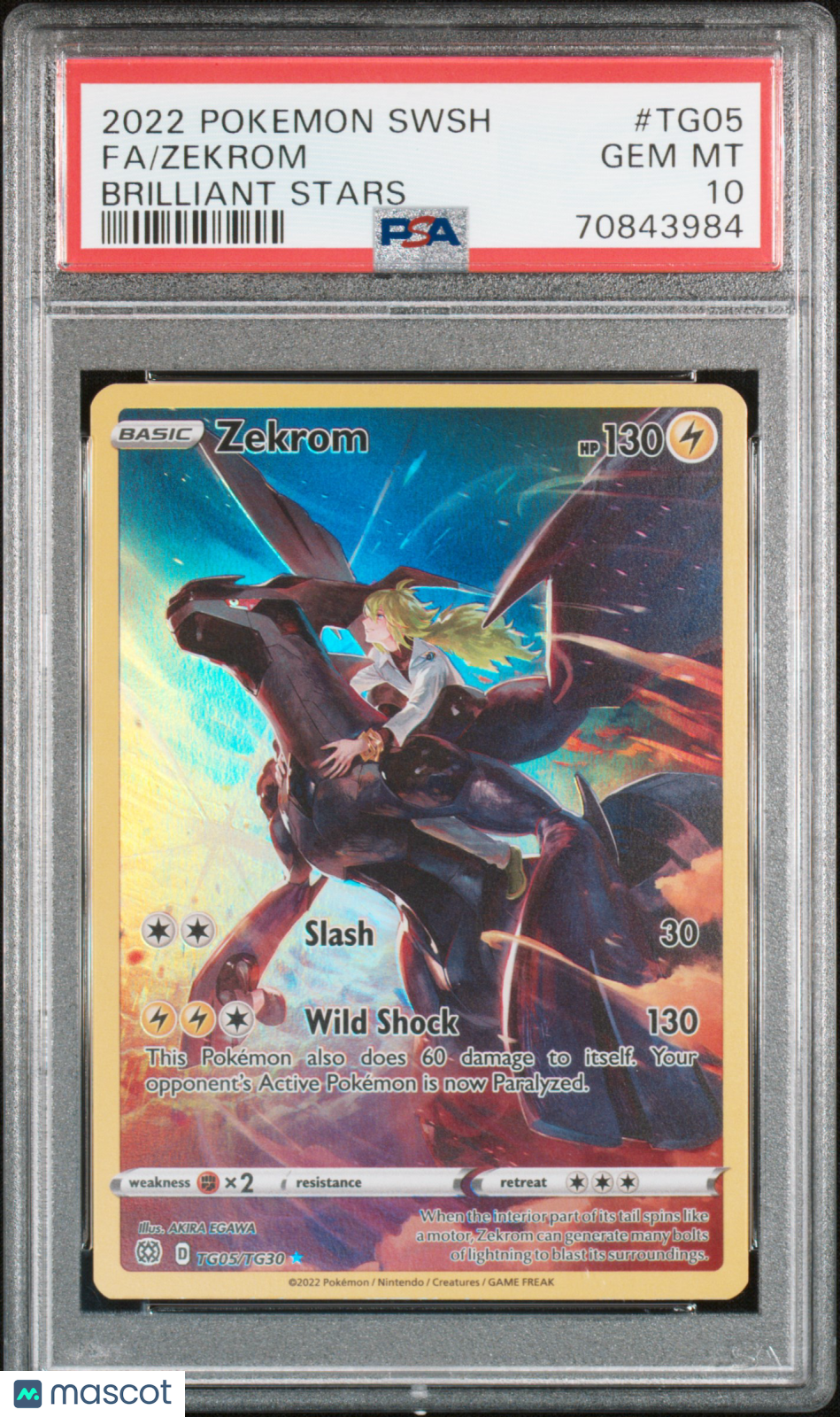 2022 Pokemon Sword & Shield Brilliant Stars Zekrom #TG05 Fa Brilliant Stars PSA 10