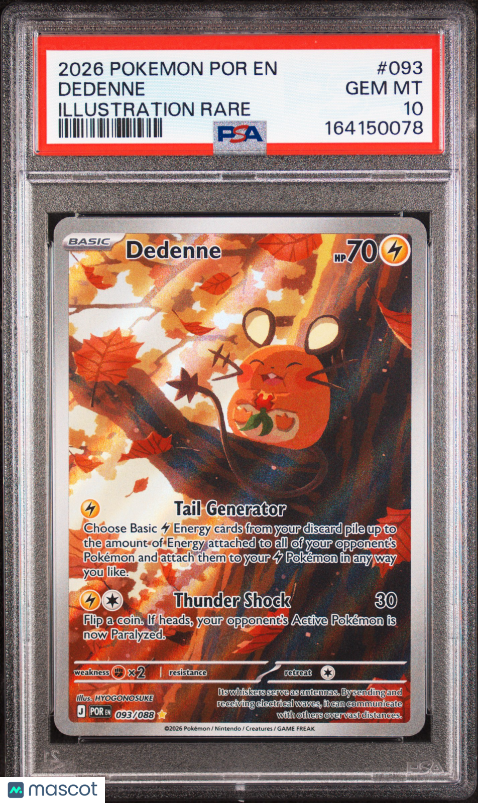 2026 Pokemon Por EN-Perfect Order Dedenne #093 Illustration Rare PSA 10