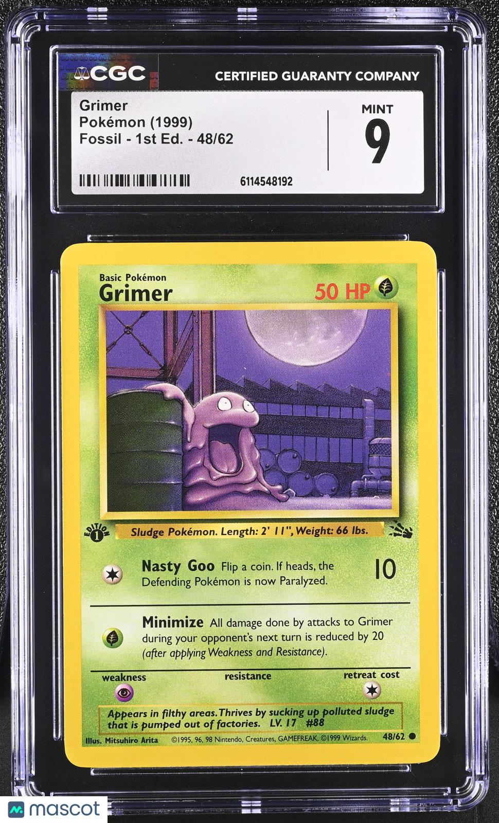1999 Pokemon Grimer #48/62 48/62 1st Edition CGC 9