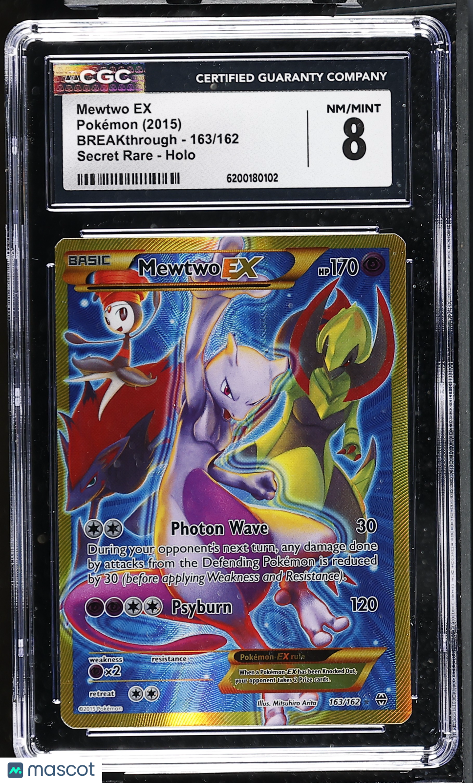 2015 Pokemon Mewtwo EX #163/162 Secret Rare CGC 8