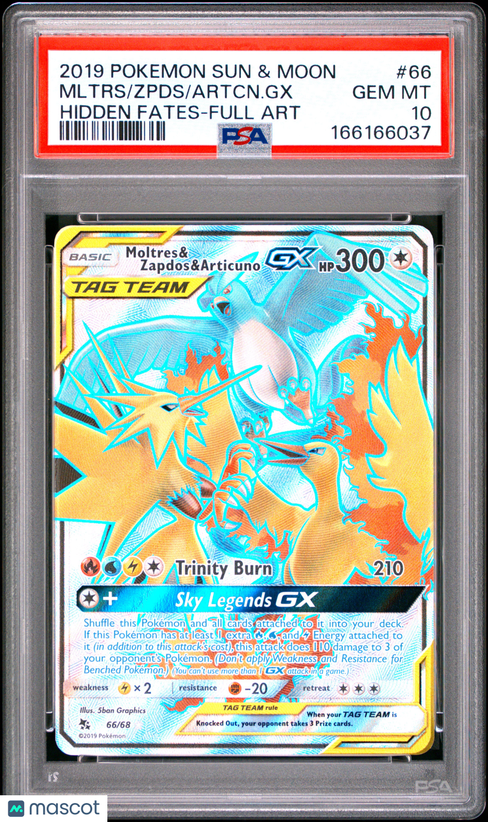 2019 Pokemon Sun & Moon Hidden Fates Artcn. GX Mltrs Zpds #66 Hidden Fates-Full Art PSA 10
