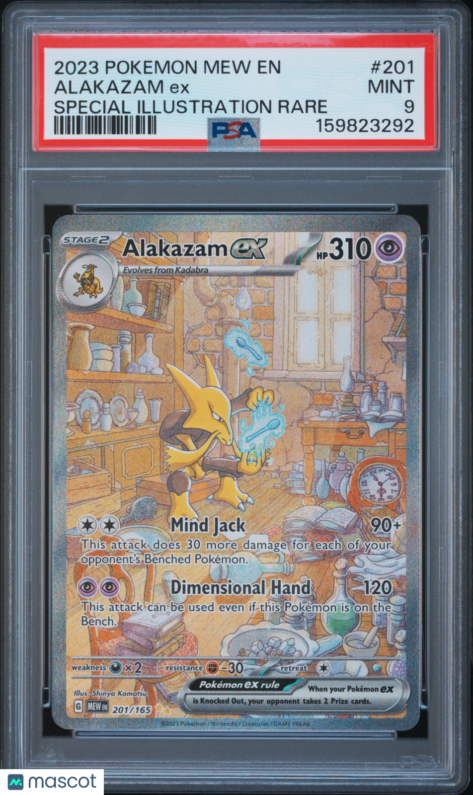 2023 Pokemon Mew EN-151 Alakazam EX #201 Special Illustration Rare PSA 9