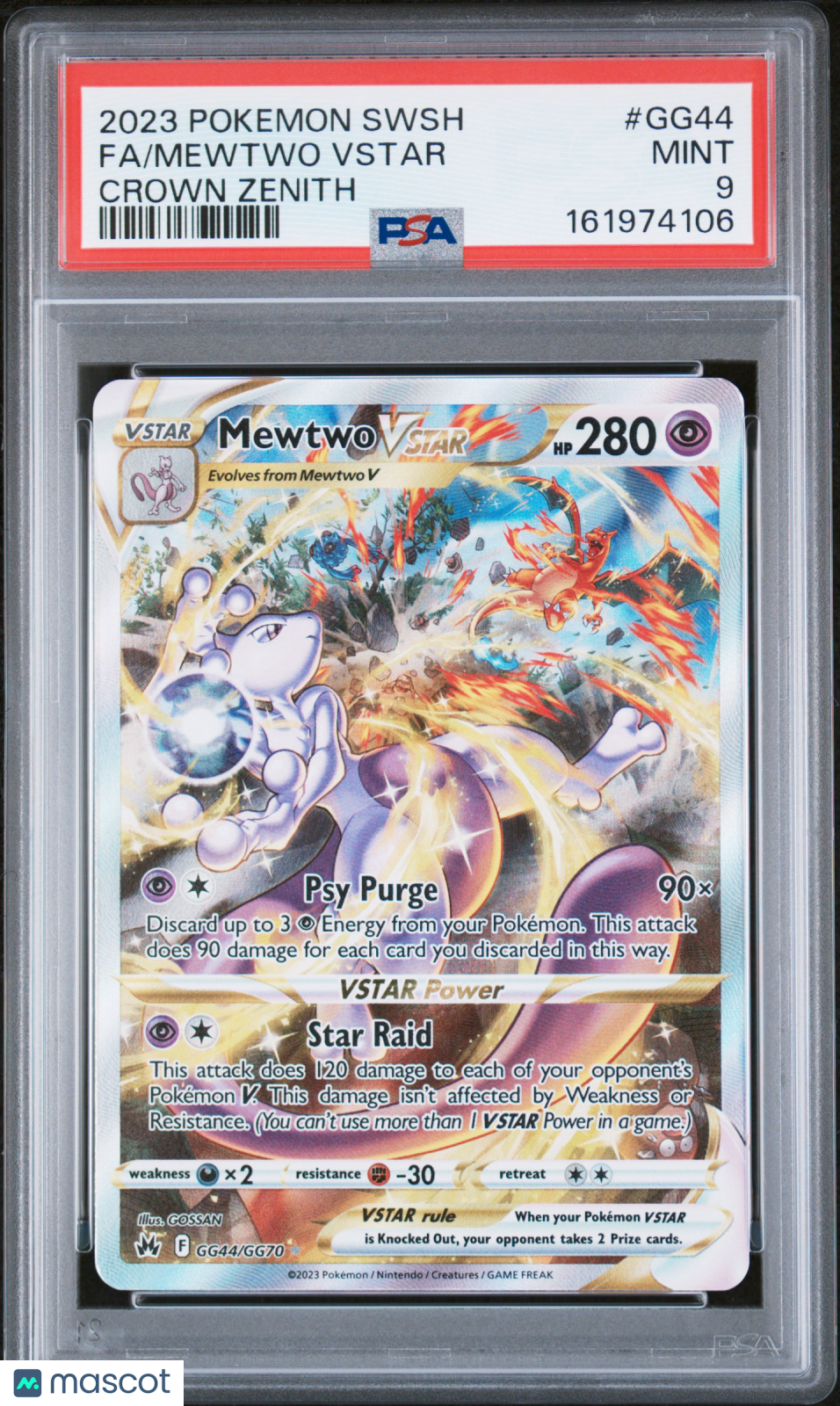 2023 Pokemon Sword And Shield Crown Zenith Mewtwo VSTAR #GG44 Crown Zenith Fa PSA 9