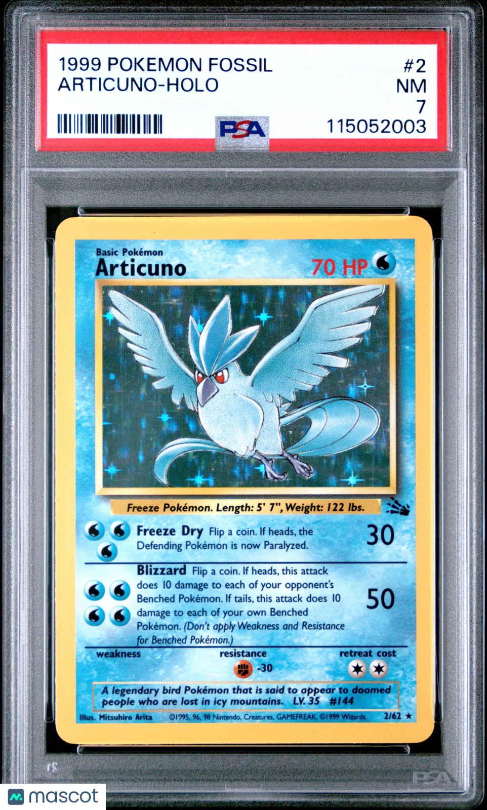 1999 Pokemon Fossil Articuno #2 PSA 7