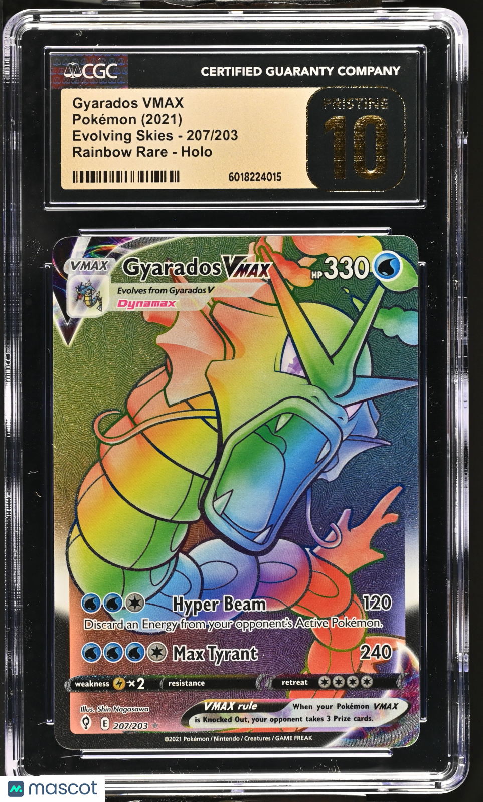 2021 Pokemon Gyarados VMAX #207/203 Rainbow Rare CGC 10