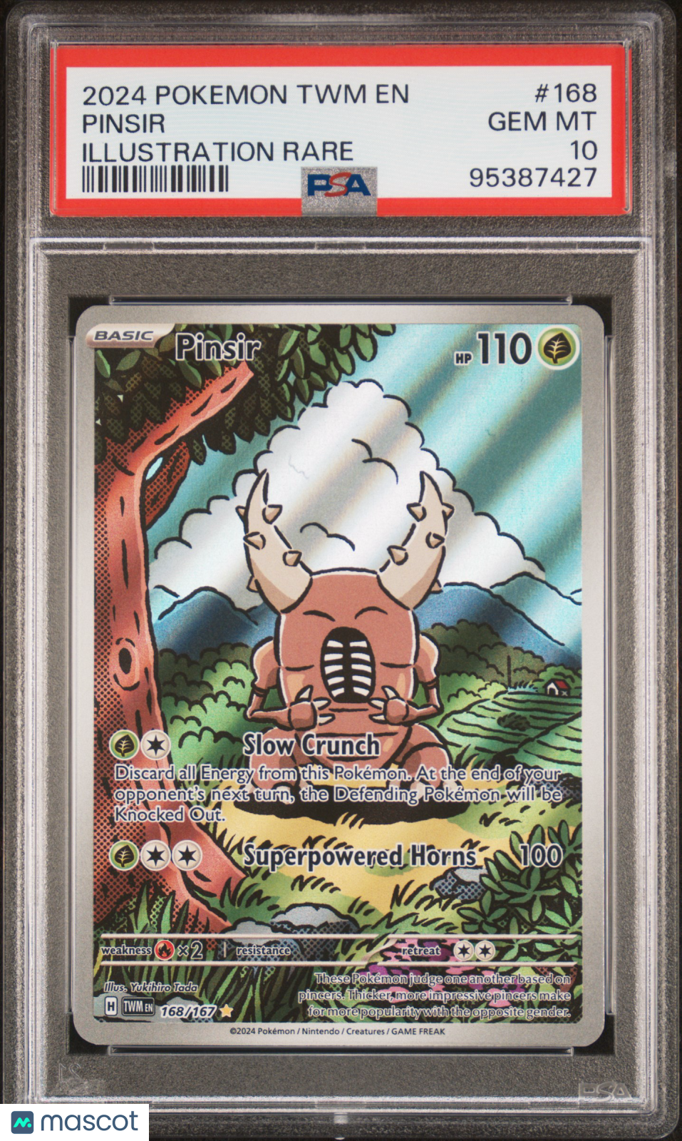 2024 Pokemon TWM EN-Twilight Masquerade Pinsir #168 Illustration Rare PSA 10