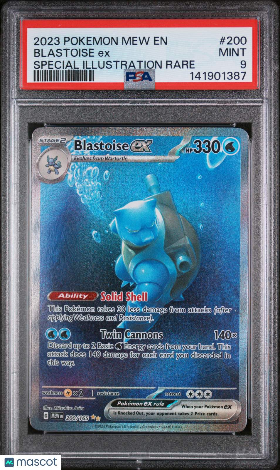 2023 Pokemon Mew EN-151 Blastoise EX #200 Special Illustration Rare PSA 9