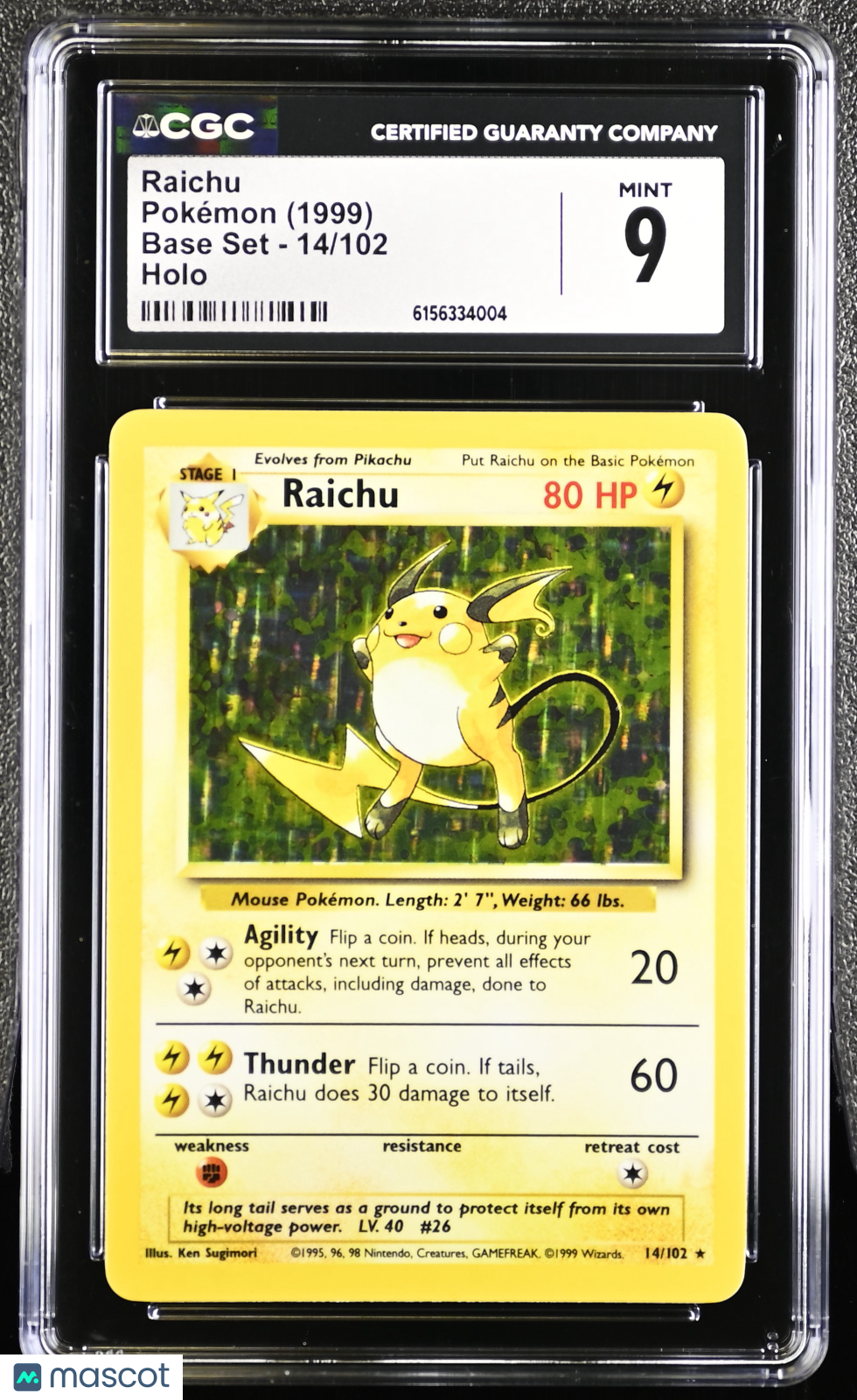 1999 Pokemon Raichu #14/102 CGC 9