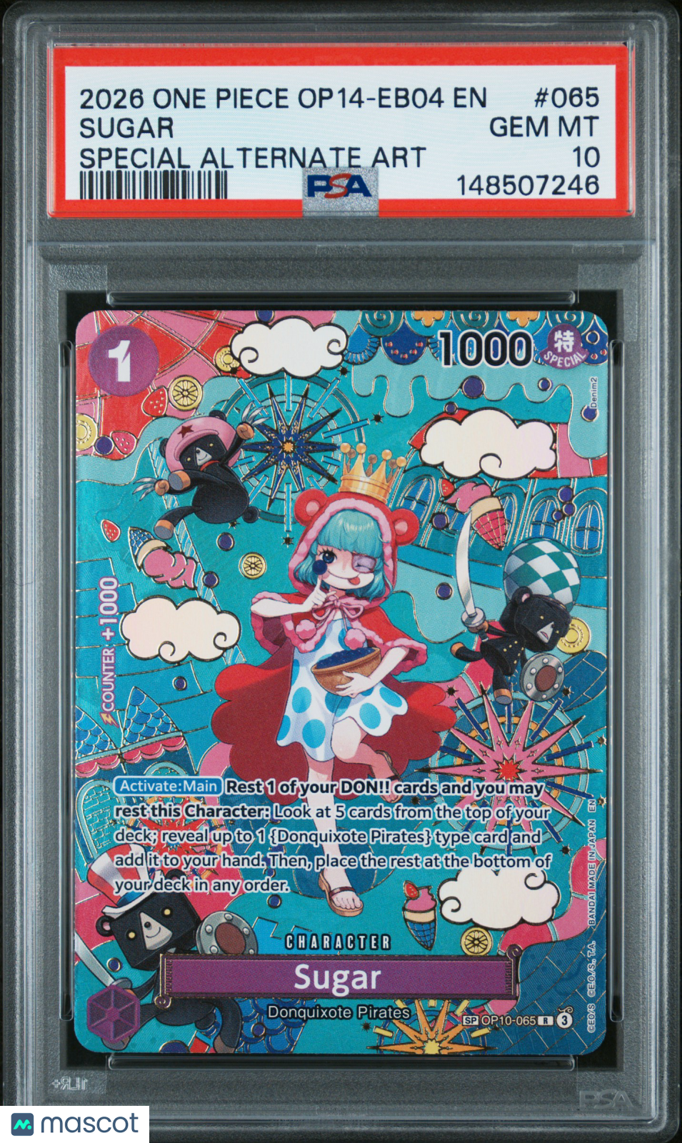 2026 One Piece Op14-Eb04-The Azure Sea's Seven Sugar #065 Special Alternate Art PSA 10
