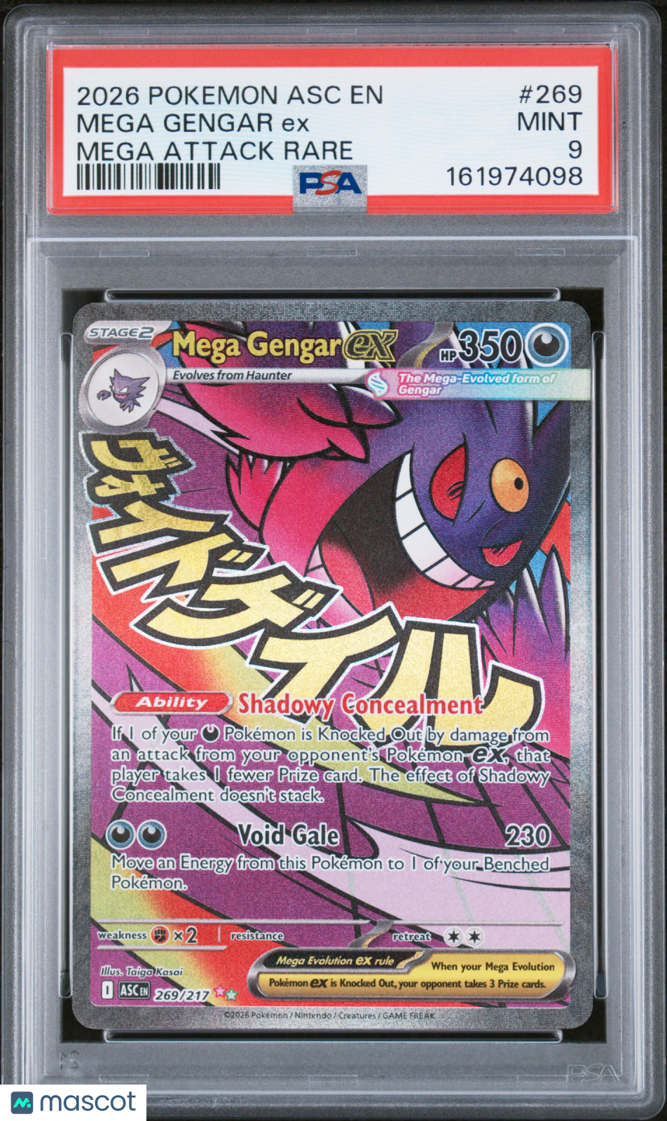 2026 Pokemon Asc EN-Ascended Heroes Mega Gengar EX #269 Mega Attack Rare PSA 9