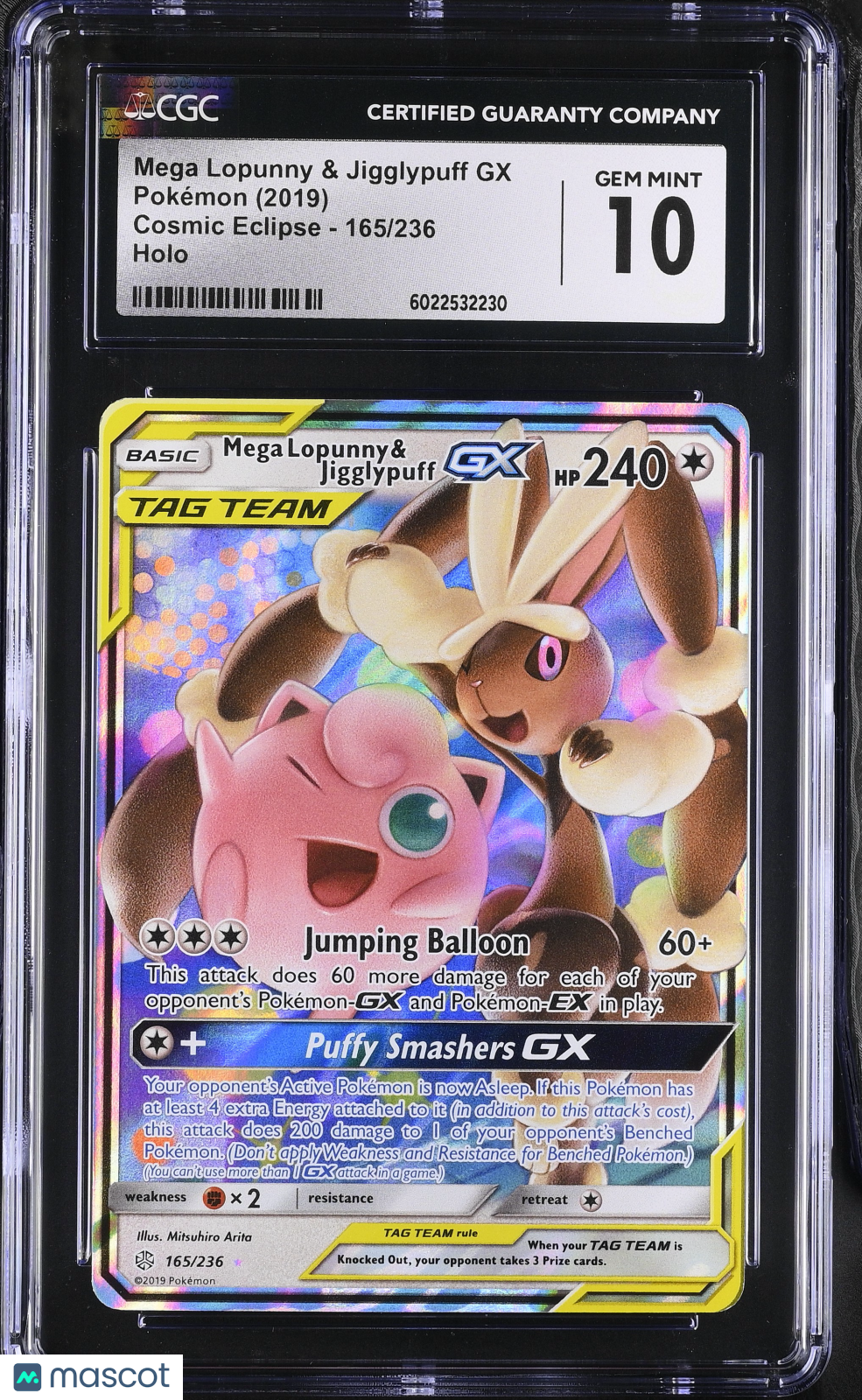 2019 Pokemon Mega Lopunny & Jigglypuff GX #165/236 CGC 10