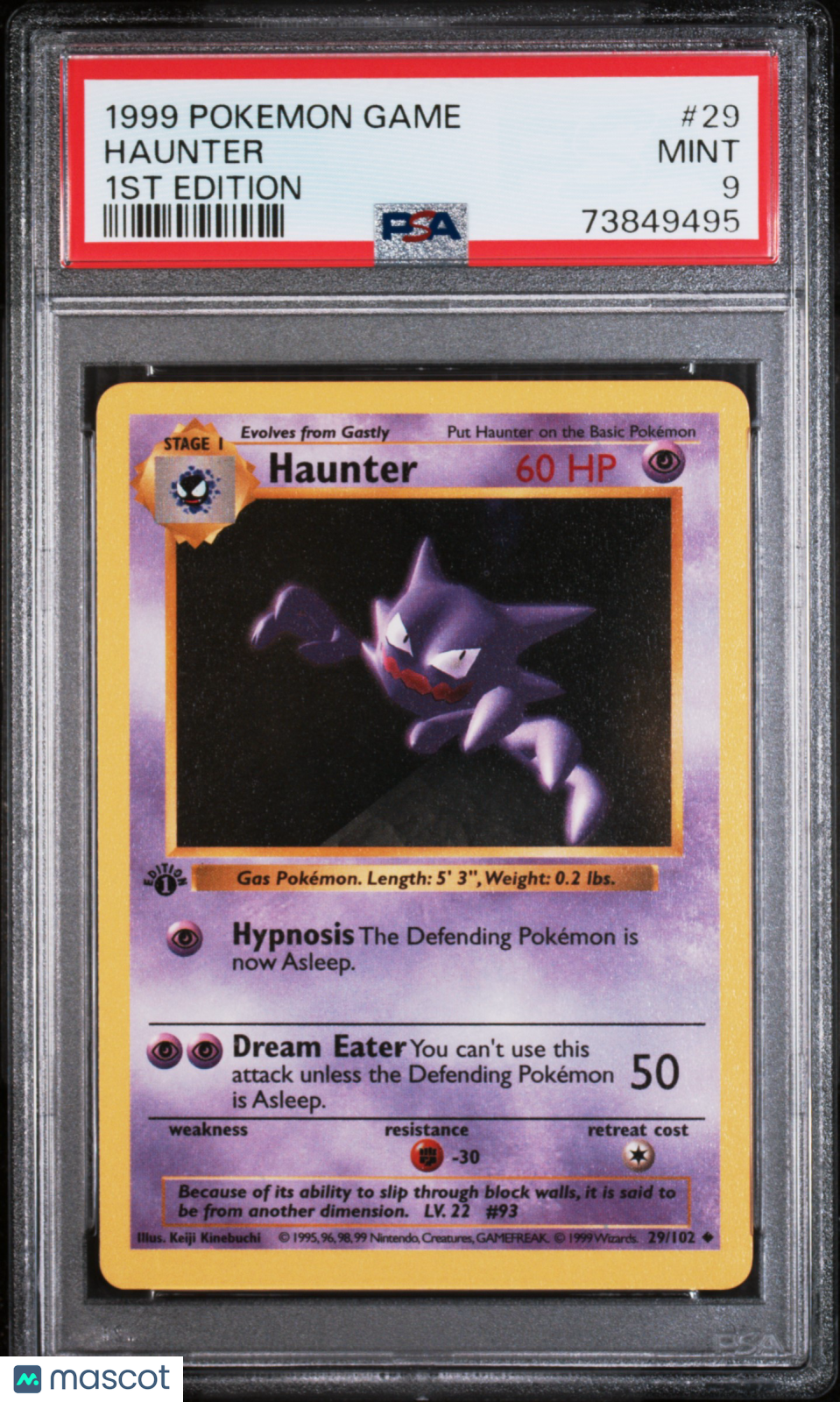 1999 Pokemon Game Haunter #29 1ST Edition PSA 9