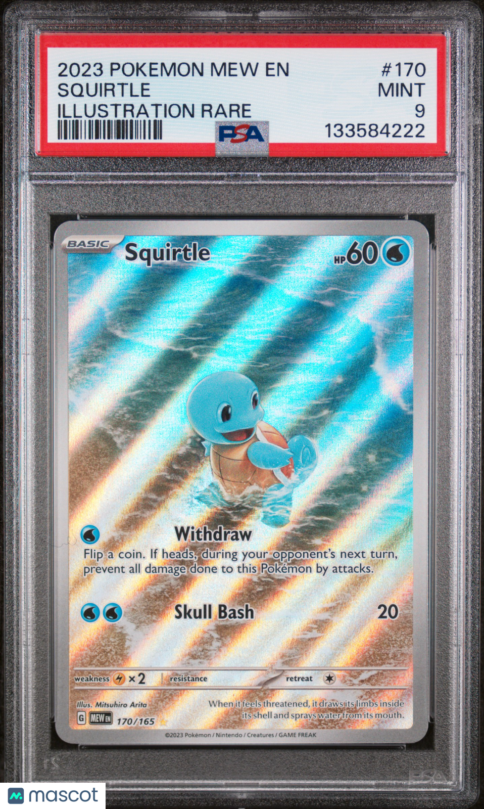 2023 Pokemon Mew EN-151 Squirtle #170 Illustration Rare PSA 9