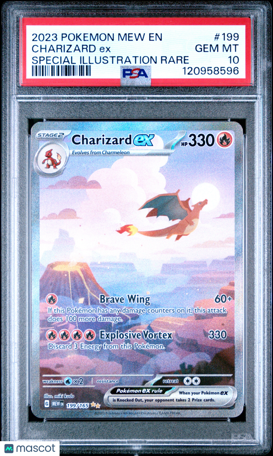 2023 Pokemon Mew EN-151 Charizard EX #199 Special Illustration Rare PSA 10