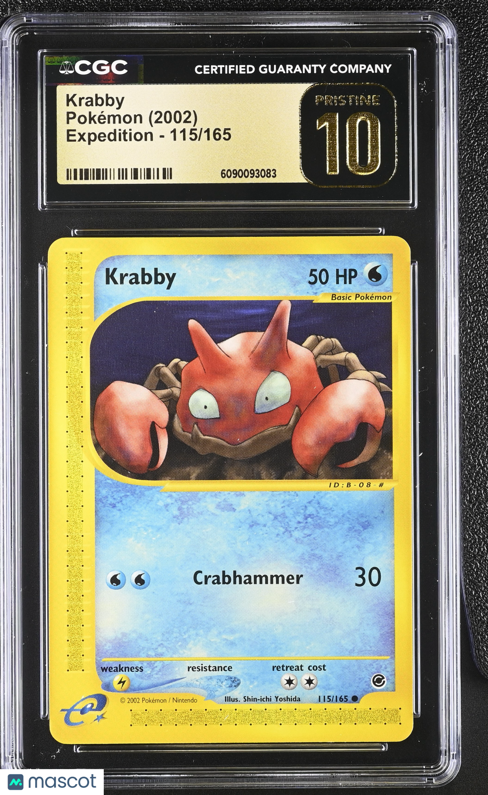 2002 Pokemon Krabby #115/165 115/165 CGC 10