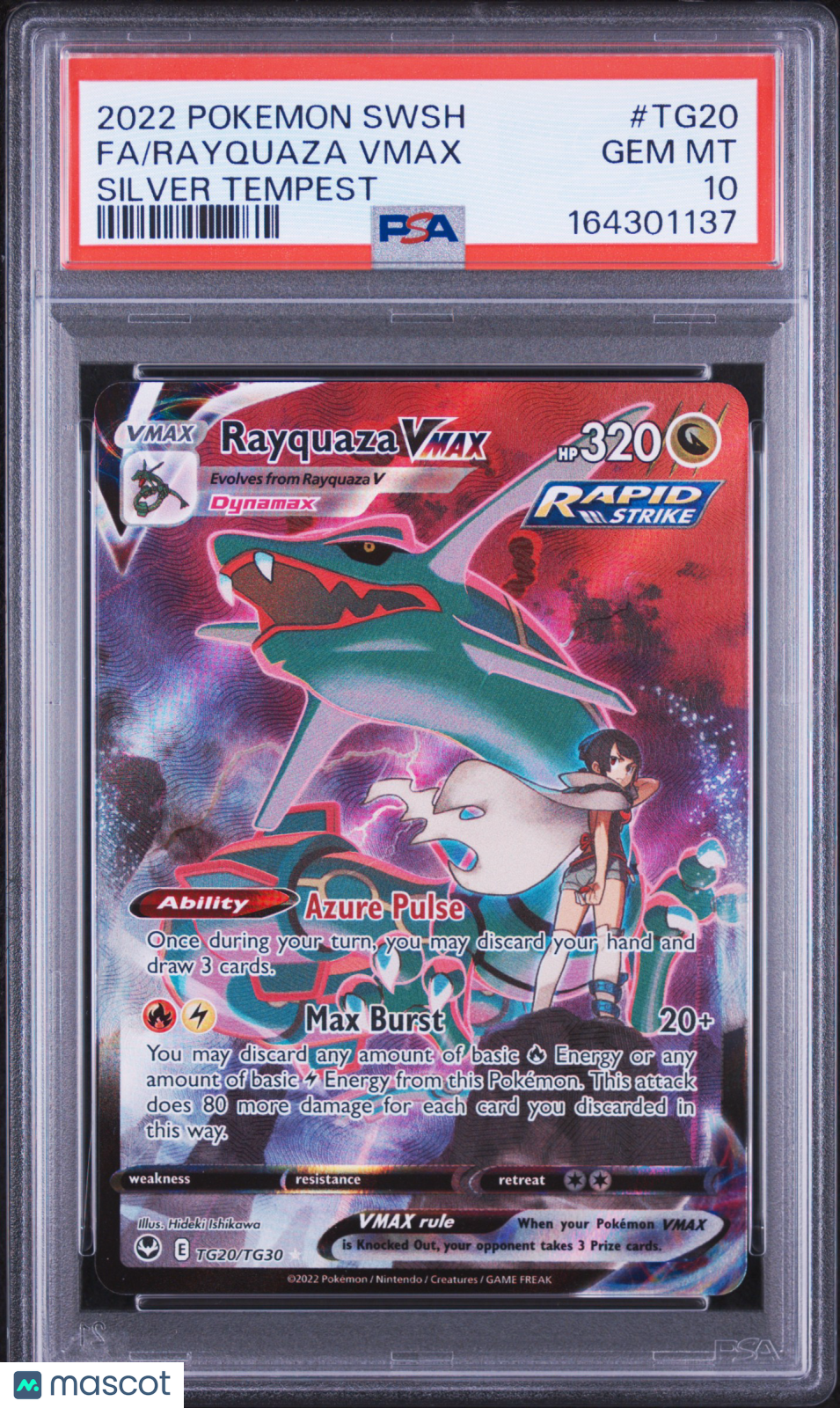 2022 Pokemon Sword & Shield Silver Tempest Rayquaza VMAX #TG20 Silver Tempest Fa PSA 10