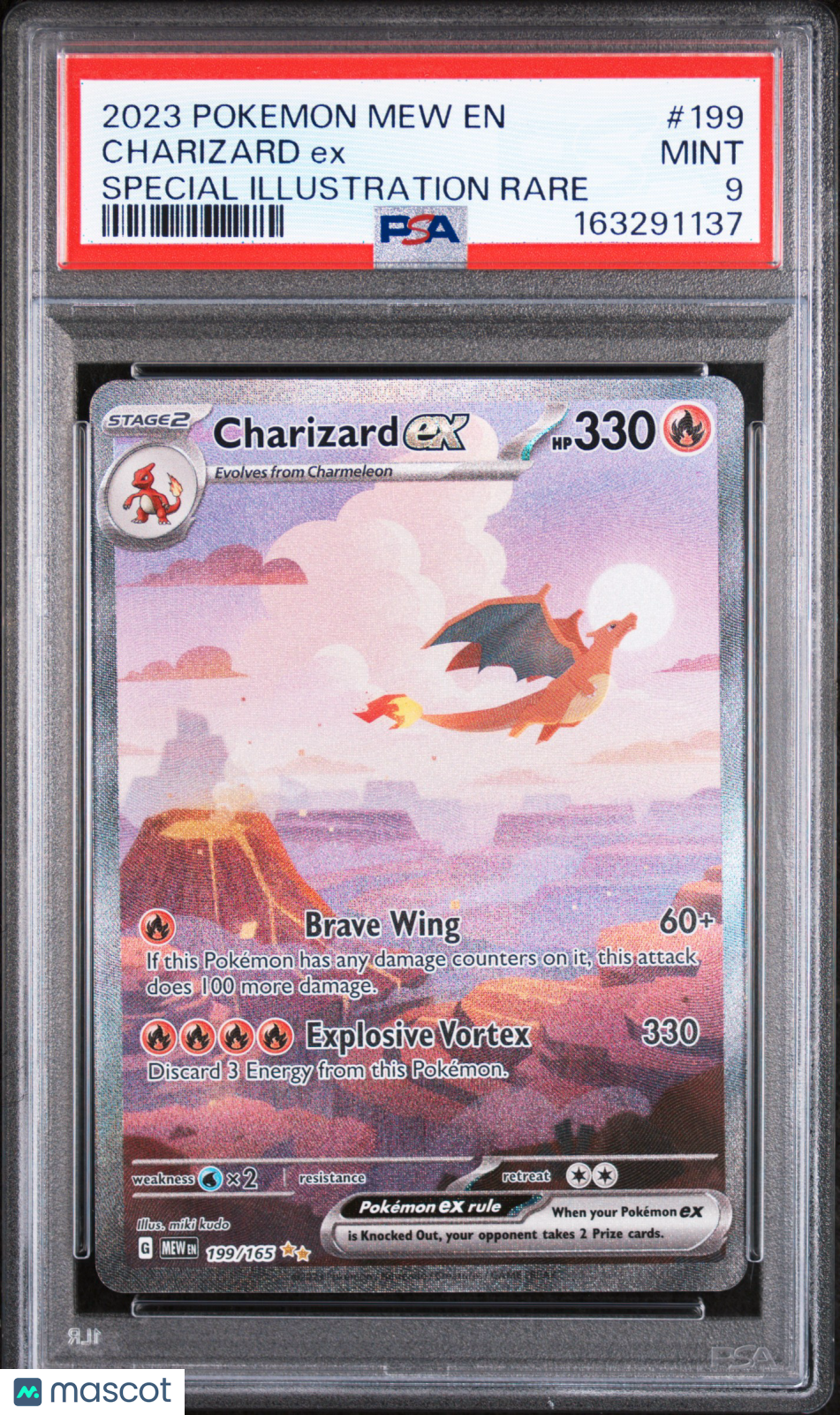 2023 Pokemon Mew EN-151 Charizard EX #199 Special Illustration Rare PSA 9