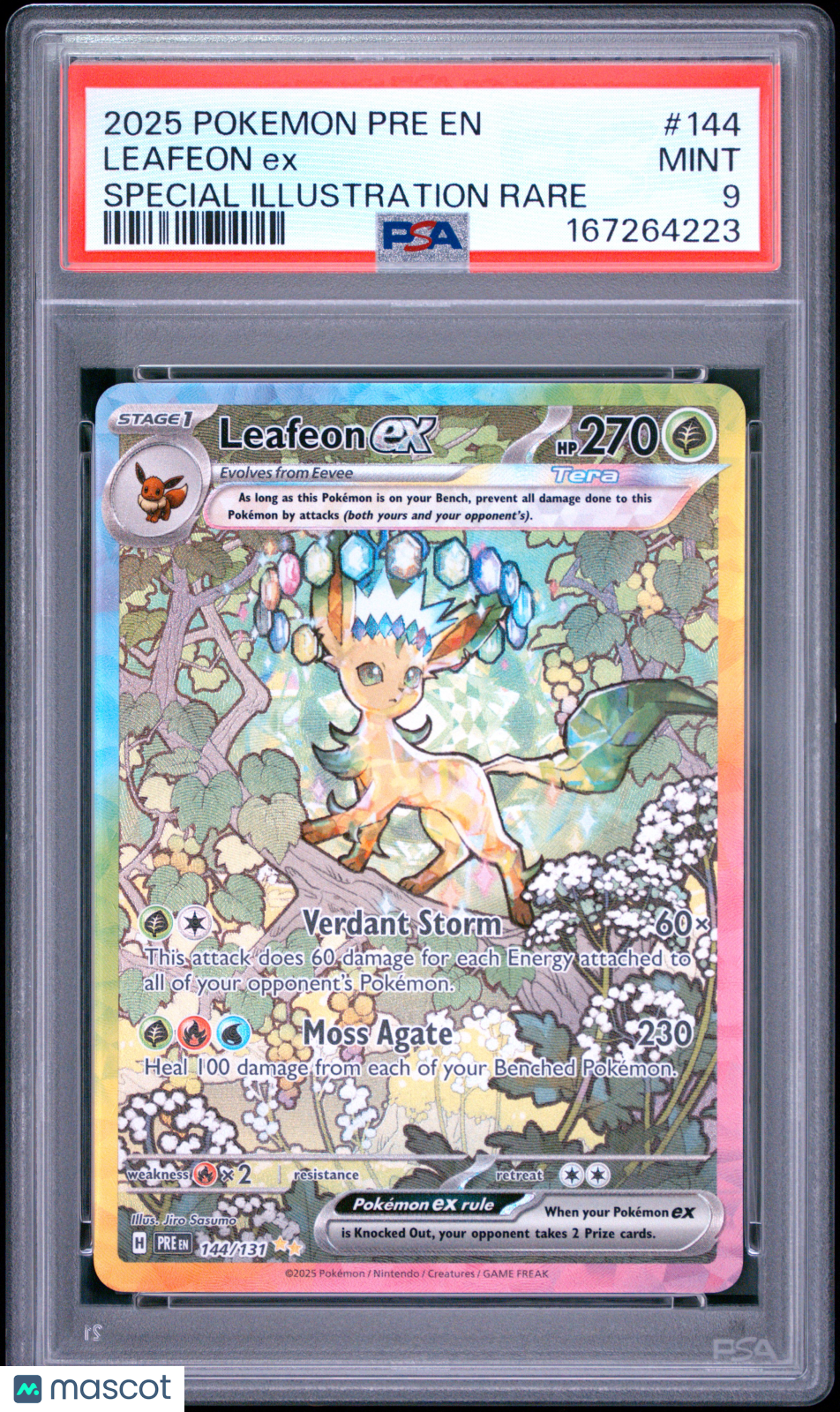 2025 Pokemon Pre EN-Prismatic Evolutions Leafeon EX #144 Special Illustration Rare PSA 9