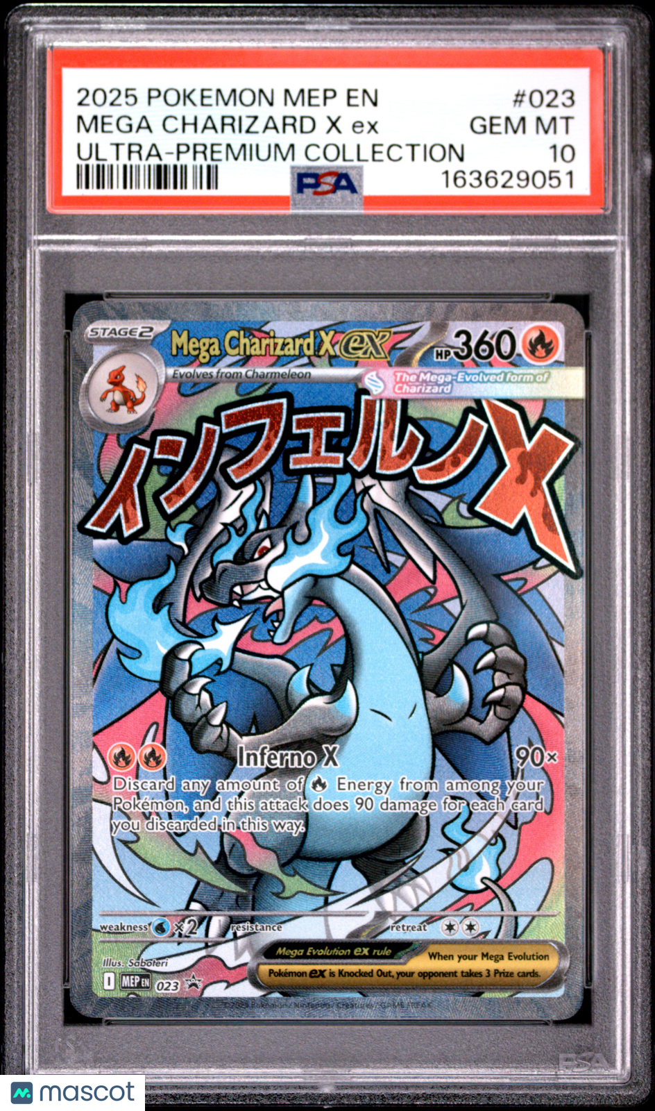 2025 Pokemon Mep EN-Me Black Star Promo Mega Charizard X EX #023 Ultra-Premium Collection PSA 10