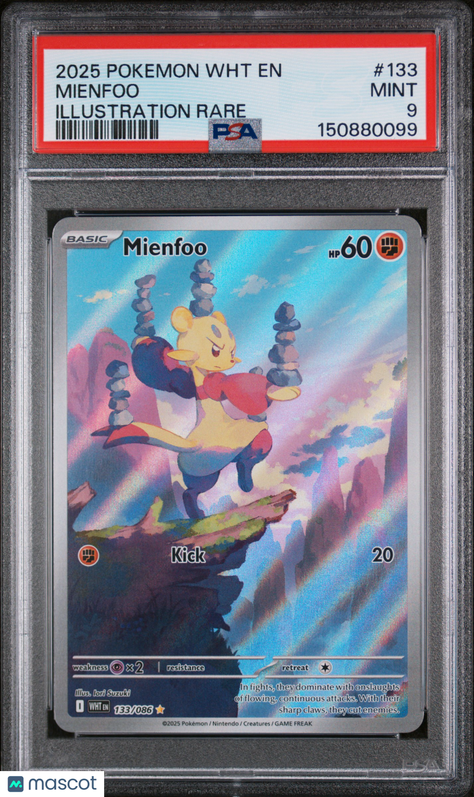 2025 Pokemon WHT EN-White Flare Mienfoo #133 Illustration Rare PSA 9