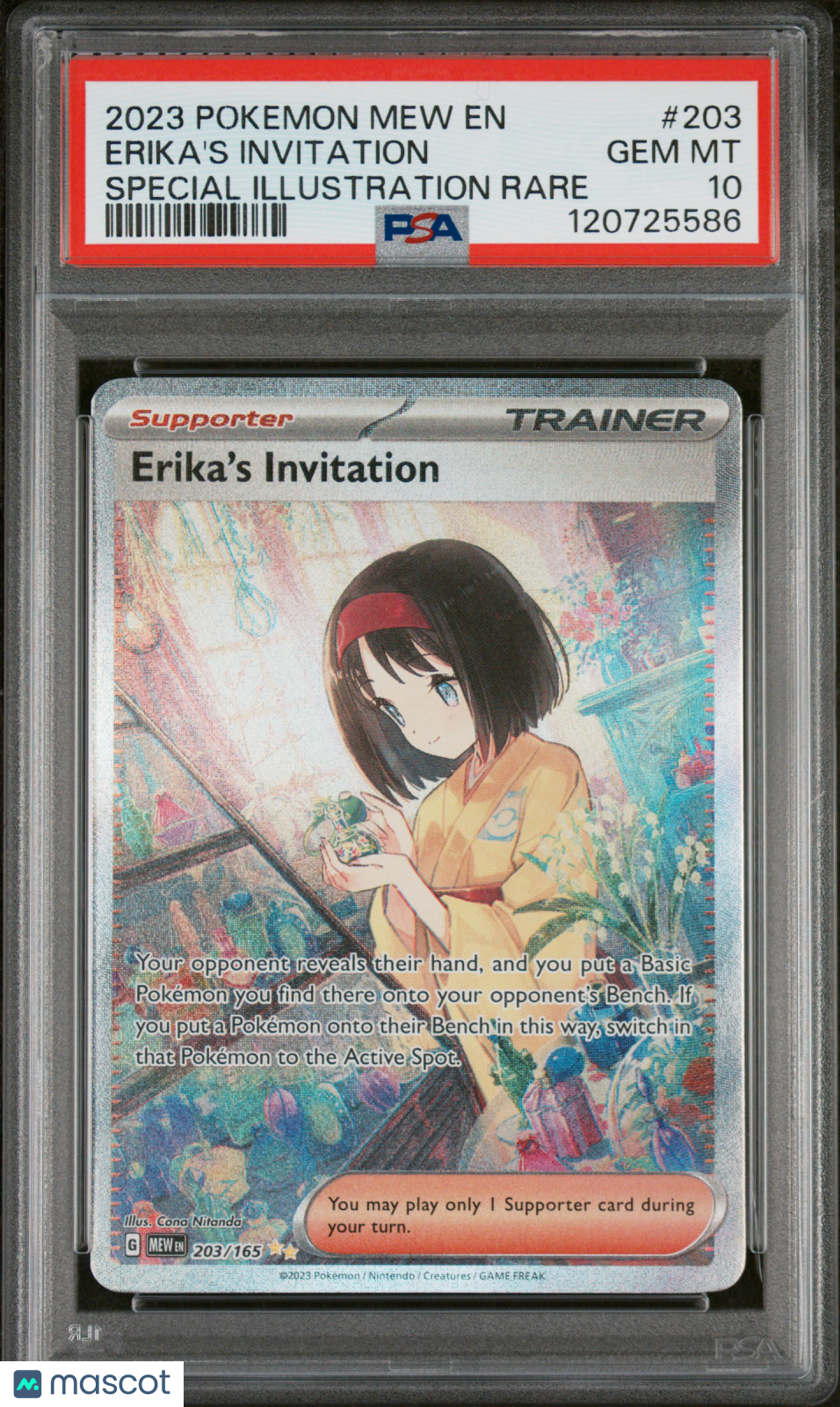 2023 Pokemon Mew EN-151 Erika's Invitation #203 Special Illustration Rare PSA 10