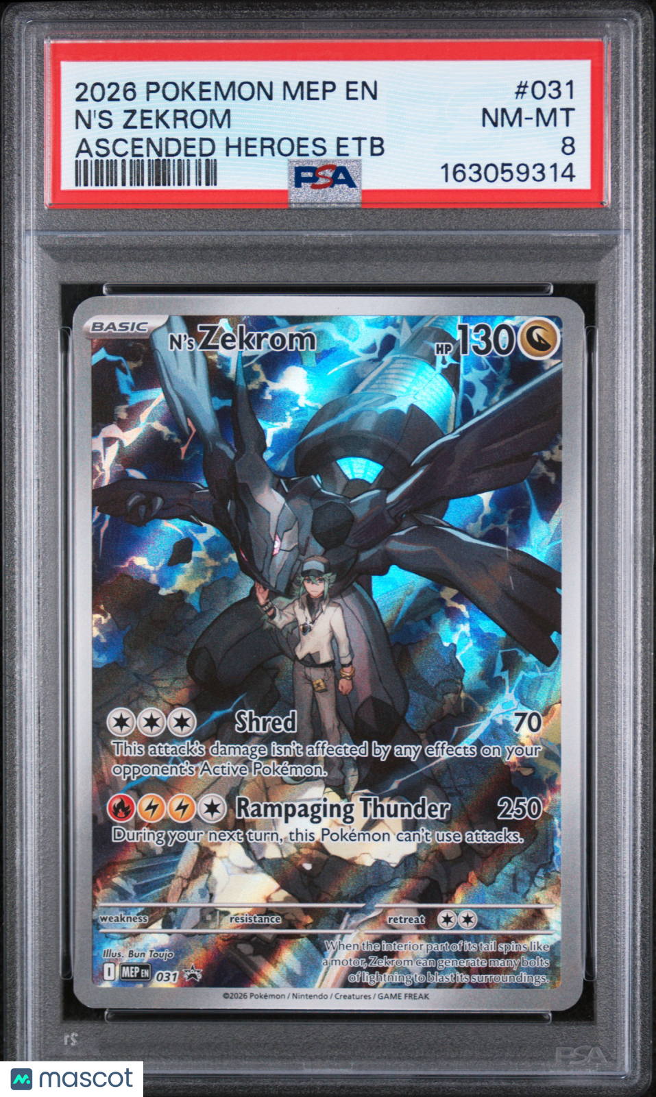 2026 Pokemon Mep EN-Me Black Star Promo N'S Zekrom #031 Ascended Heroes Etb PSA 8