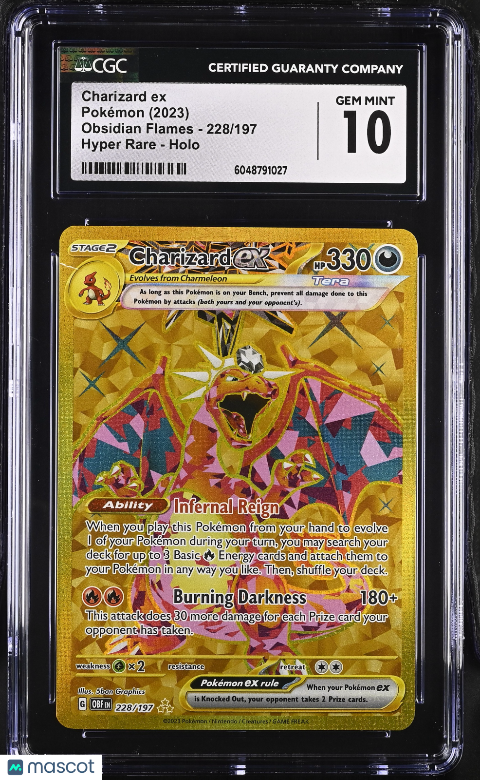2023 Pokemon Charizard ex #228/197 Hyper Rare CGC 10