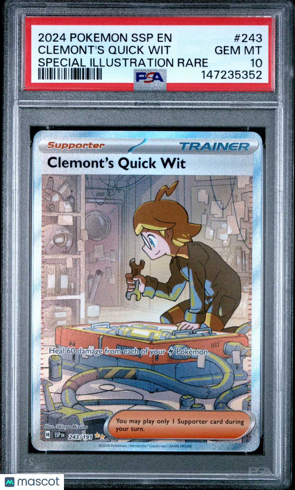 2024 Pokemon SSP EN-Surging Sparks Clemont's Quick Wit #243 Special Illustration Rare PSA 10