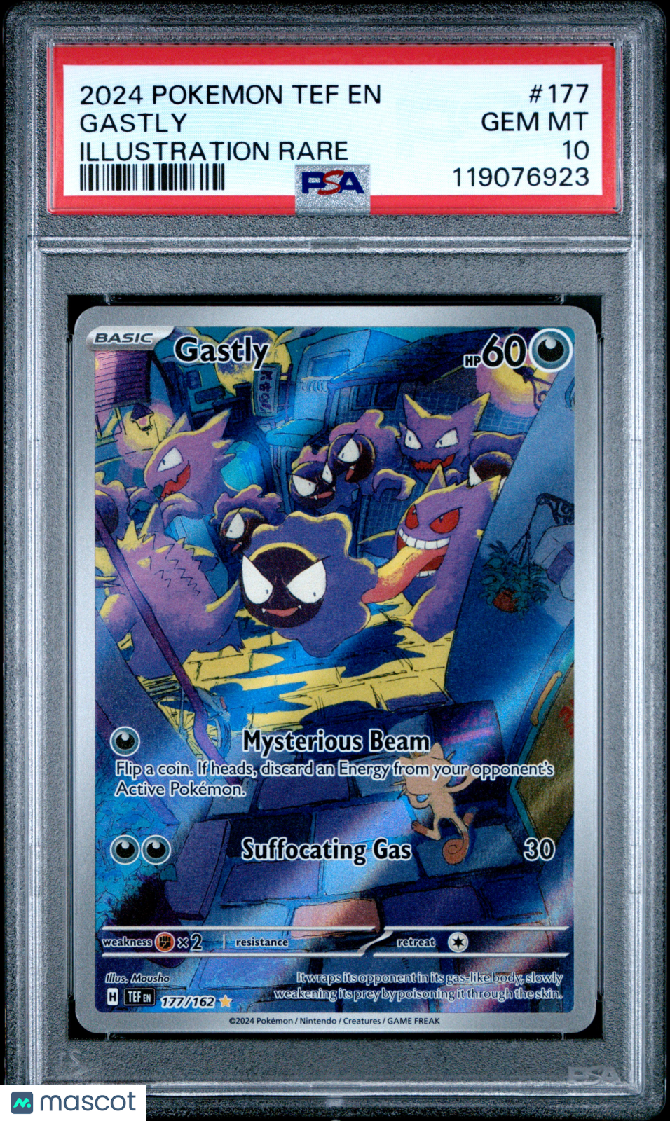2024 Pokemon Tef EN-Temporal Forces Gastly #177 Illustration Rare PSA 10