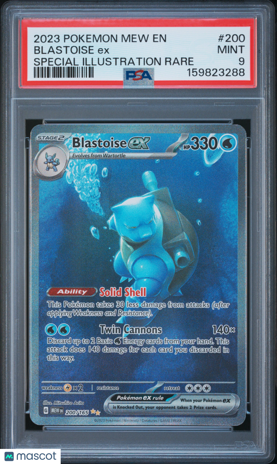 2023 Pokemon Mew EN-151 Blastoise EX #200 Special Illustration Rare PSA 9