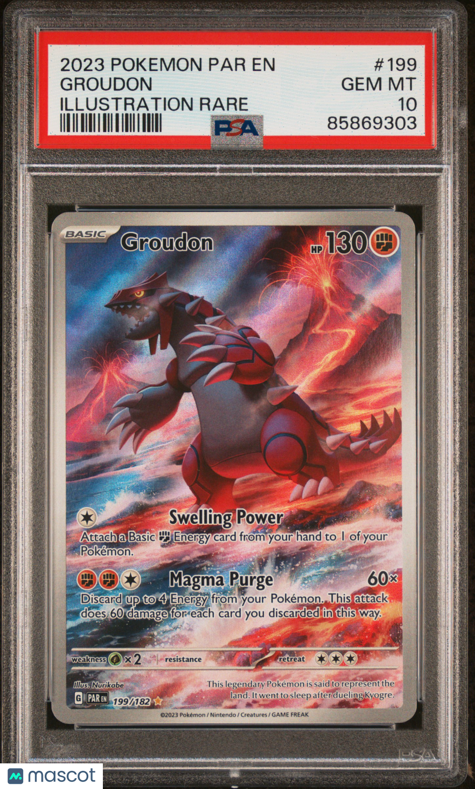 2023 Pokemon Par EN-Paradox Rift Groudon #199 Illustration Rare PSA 10