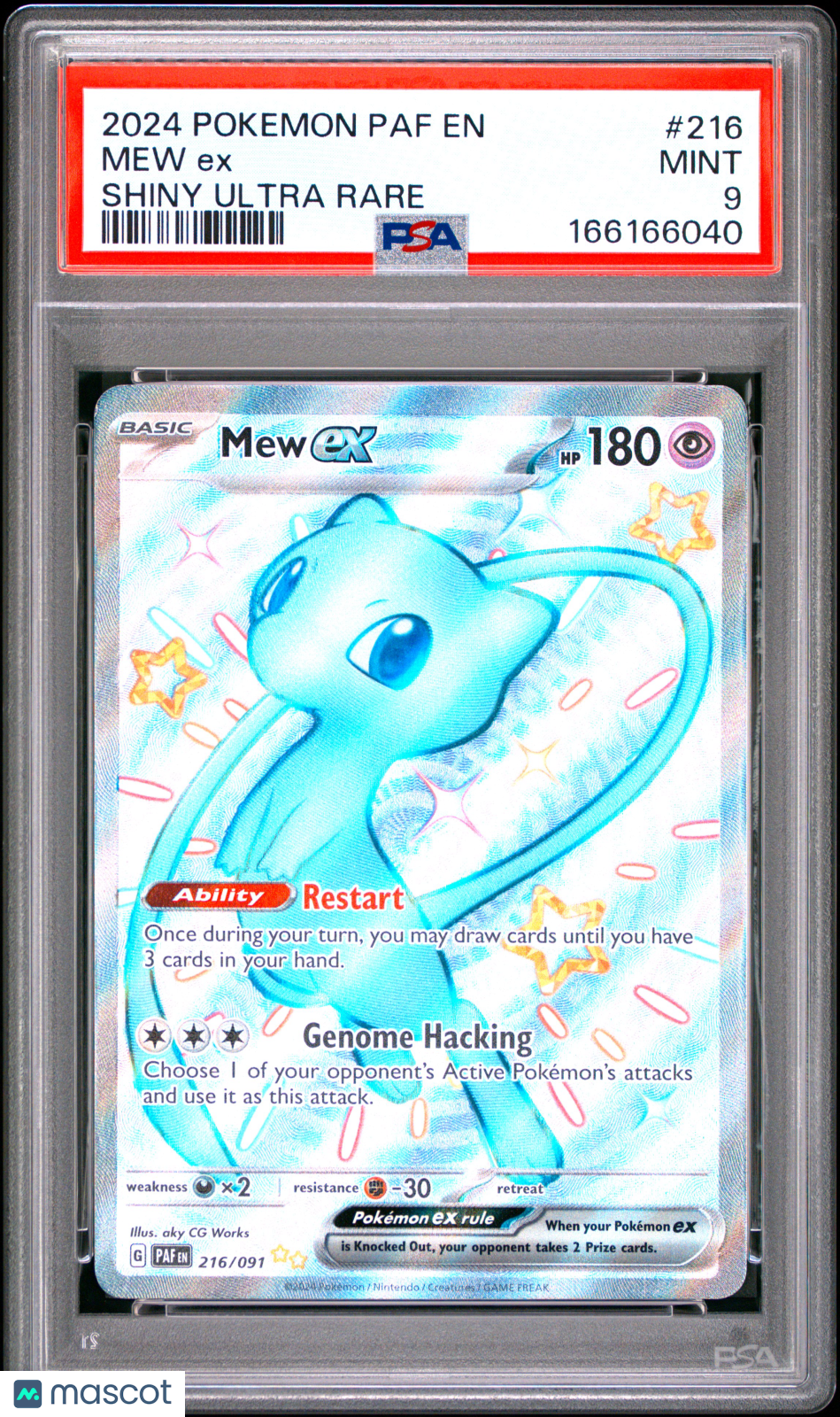 2024 Pokemon Paf EN-Paldean Fates Mew EX #216 Shiny Ultra Rare PSA 9