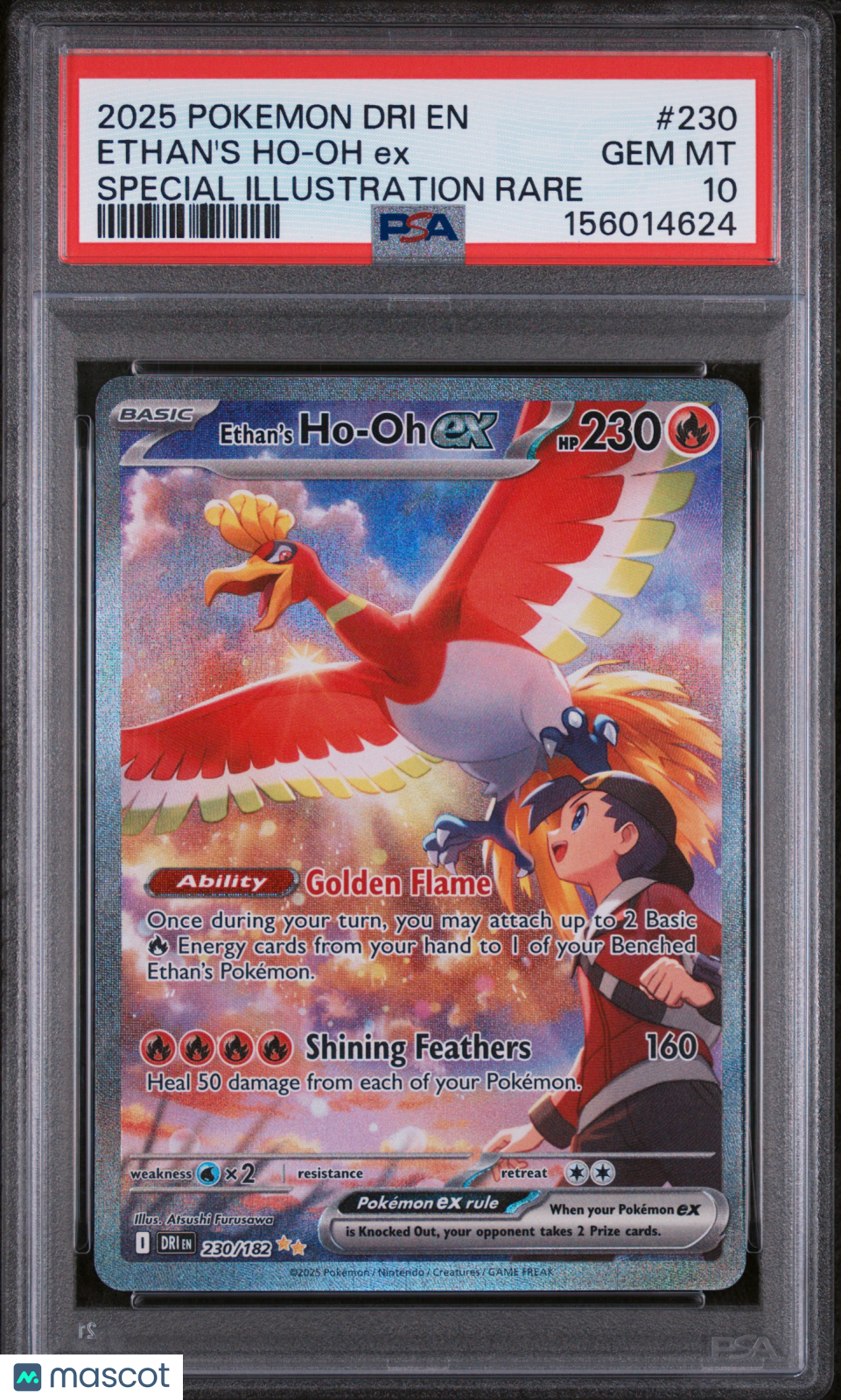 2025 Pokemon Dri EN-Destined Rivals Ethan's Ho-Oh EX #230 Special Illustration Rare PSA 10