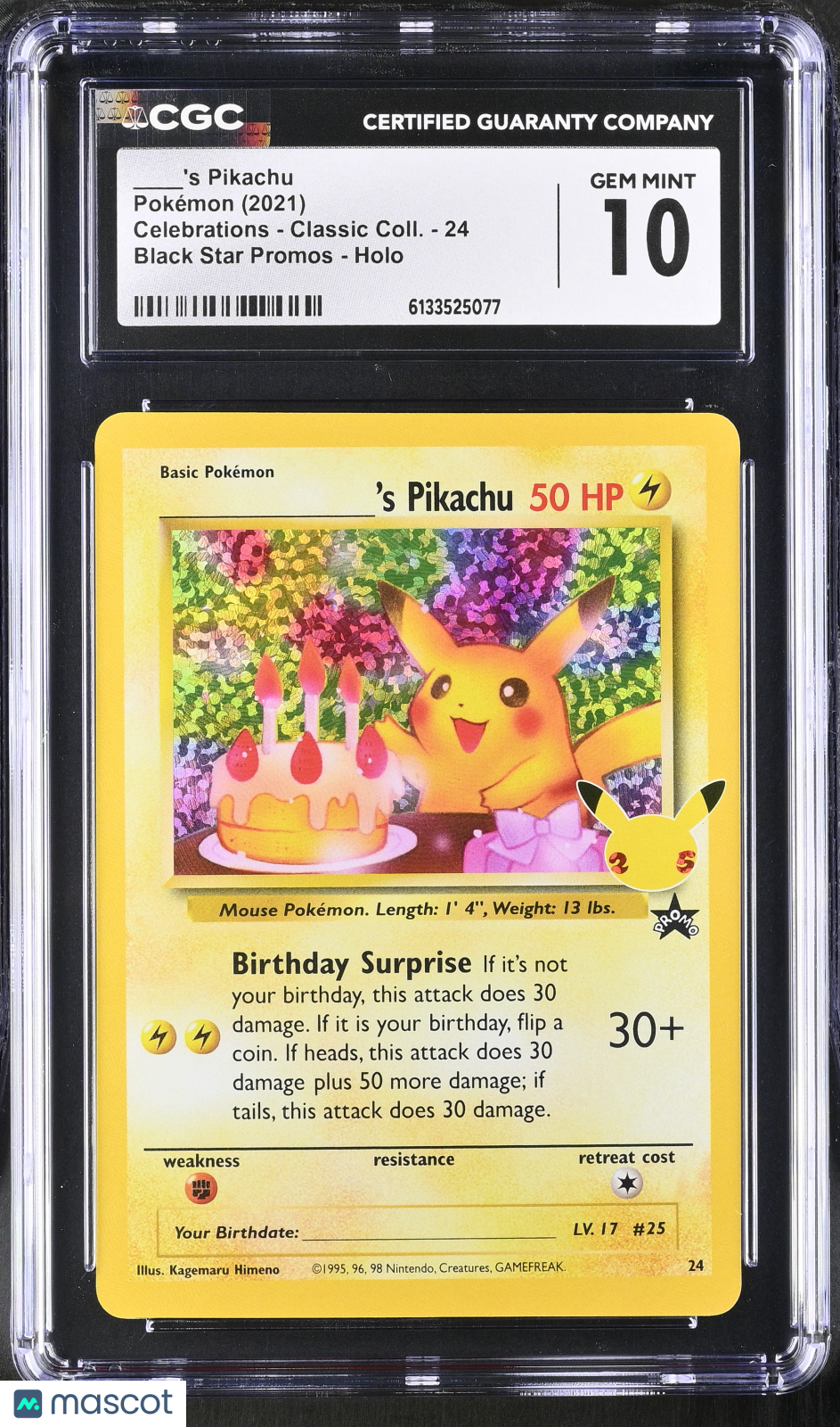 2021 Pokemon ____'s Pikachu #24 CGC 10
