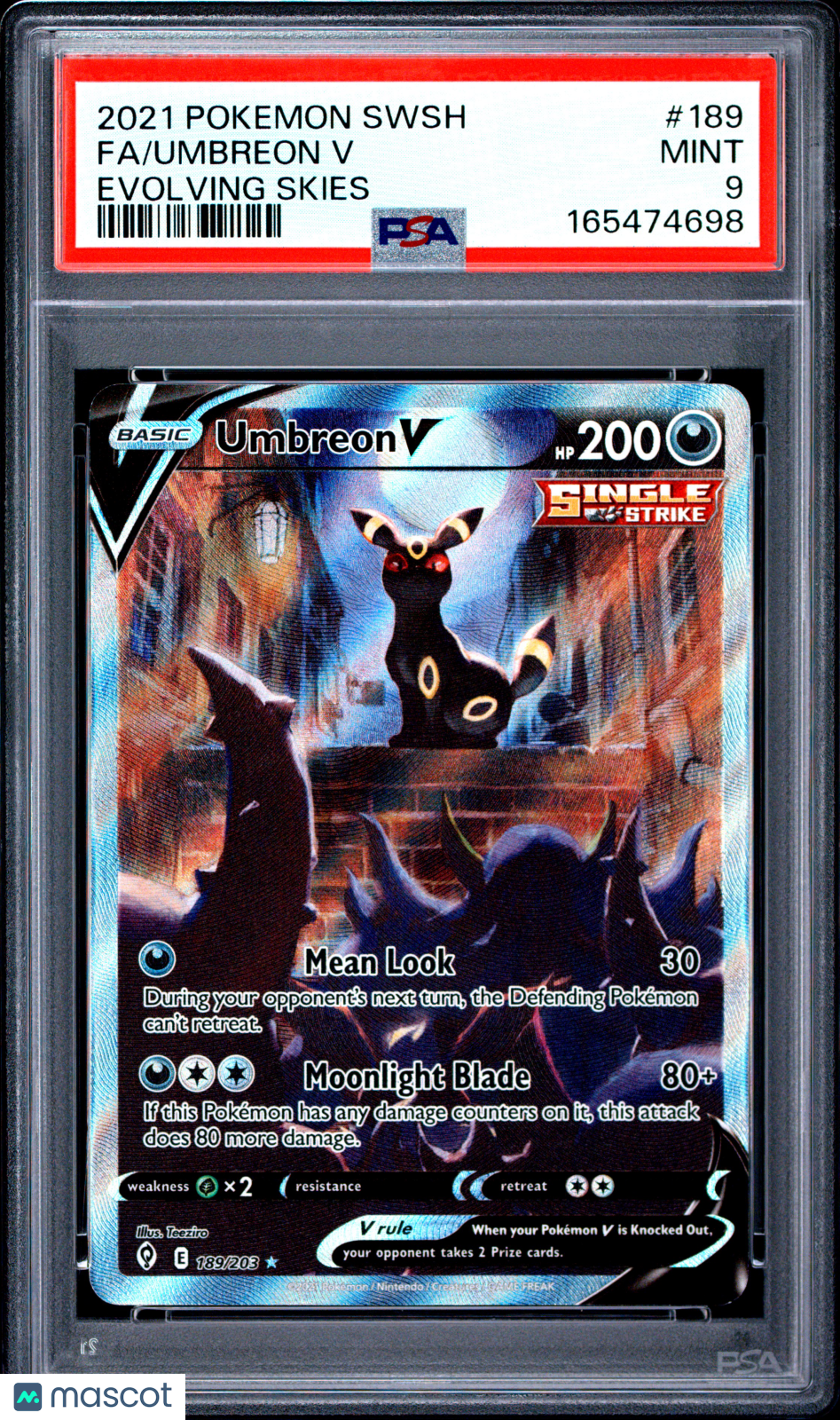 2021 Pokemon Sword & Shield Evolving Skies Umbreon V #189 Fa Evolving Skies PSA 9