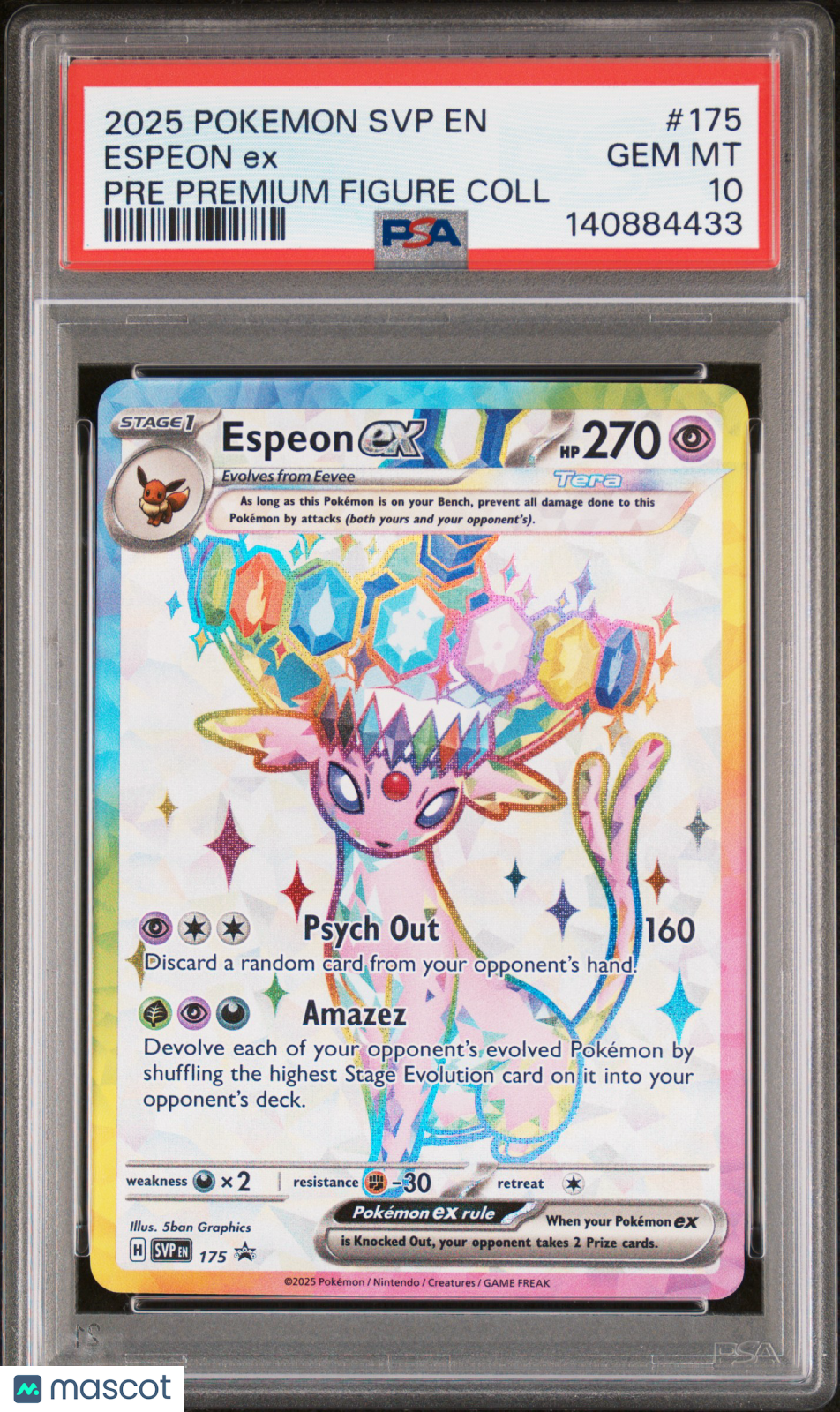 2025 Pokemon SVP EN-SV Black Star Promo Espeon EX #175 Pre Premium Figure Coll PSA 10