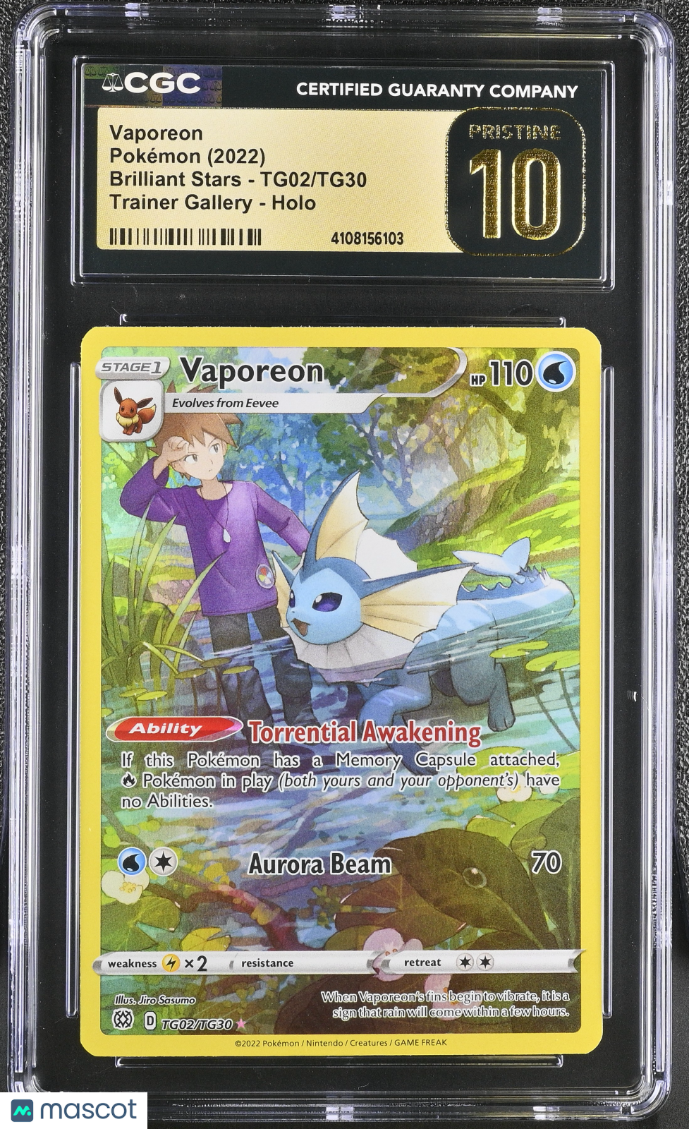 2022 Pokemon Vaporeon #TG02/TG30 CGC 10