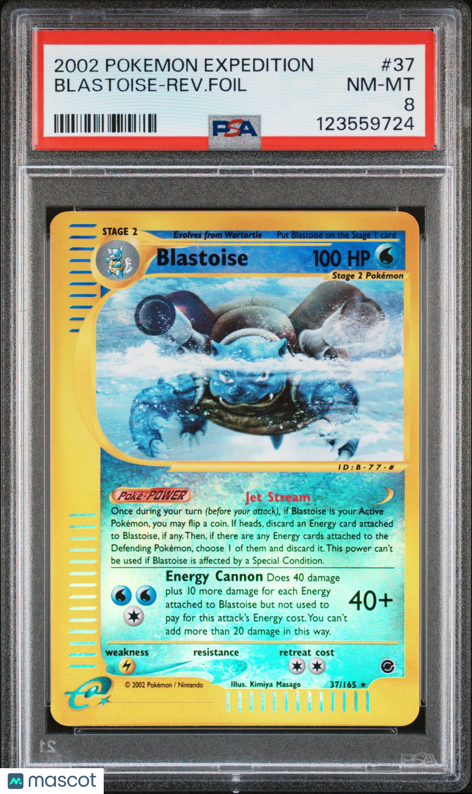 2002 Pokemon Expedition Blastoise-Rev. Foil #37 PSA 8