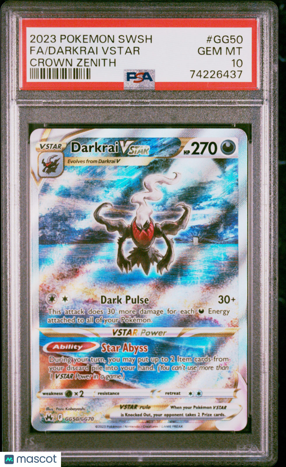 2023 Pokemon Sword And Shield Crown Zenith Darkrai VSTAR #GG50 Fa Crown Zenith PSA 10