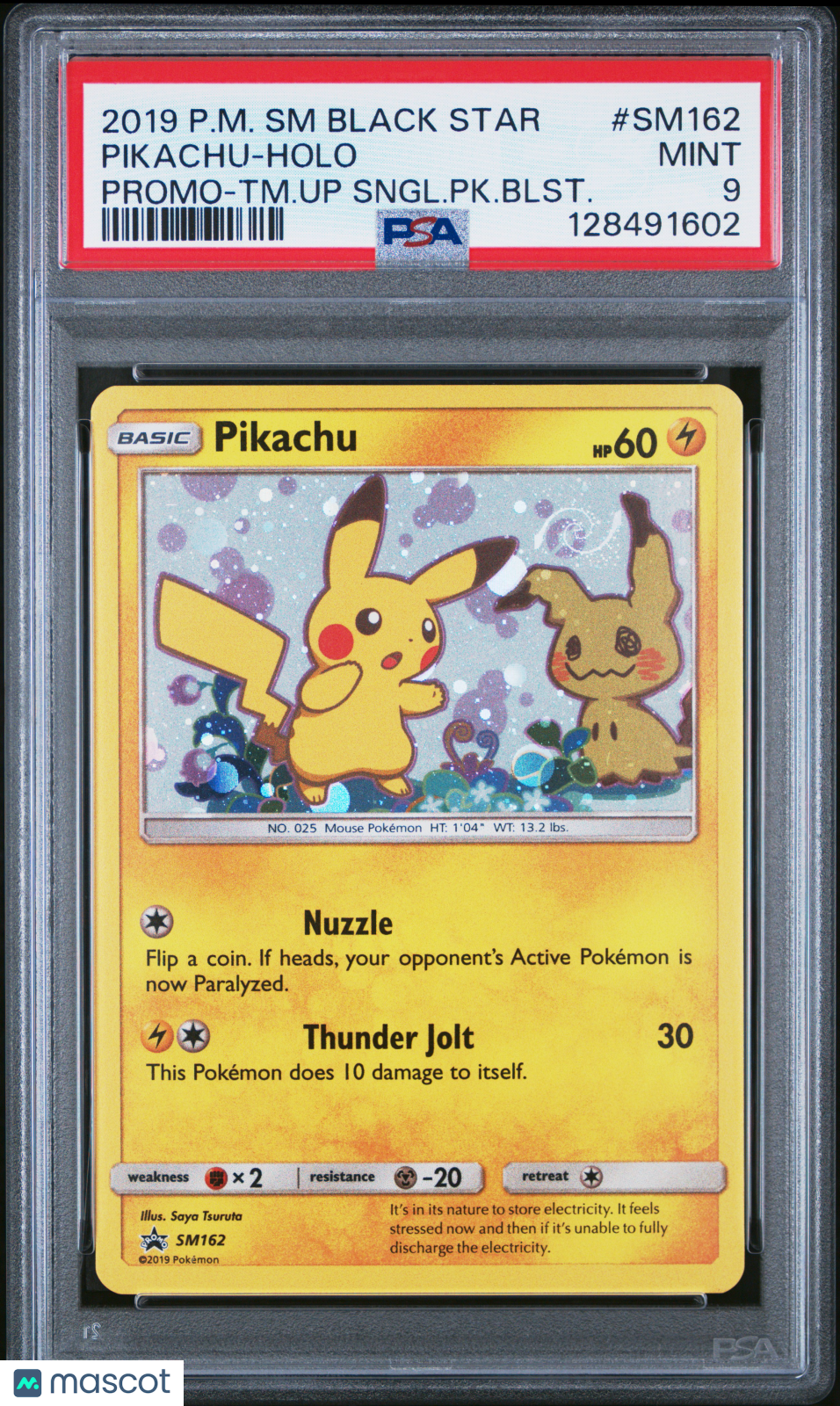 2019 Pokemon SM Black Star Promo Pikachu #SM162 Promo-TM.Up Sngl.PK.Blst. PSA 9