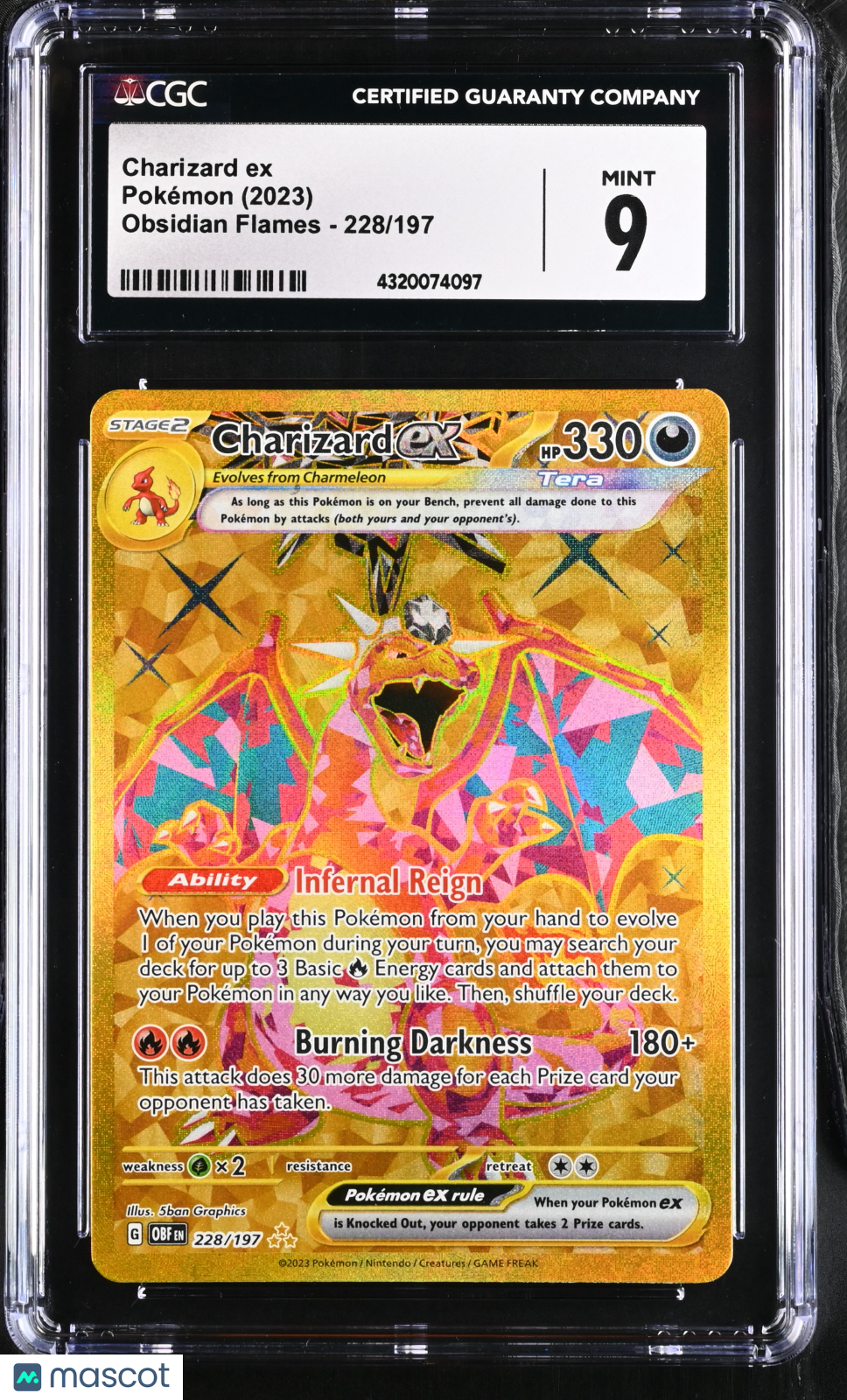 2023 Pokemon Charizard ex #228/197 Hyper Rare CGC 9