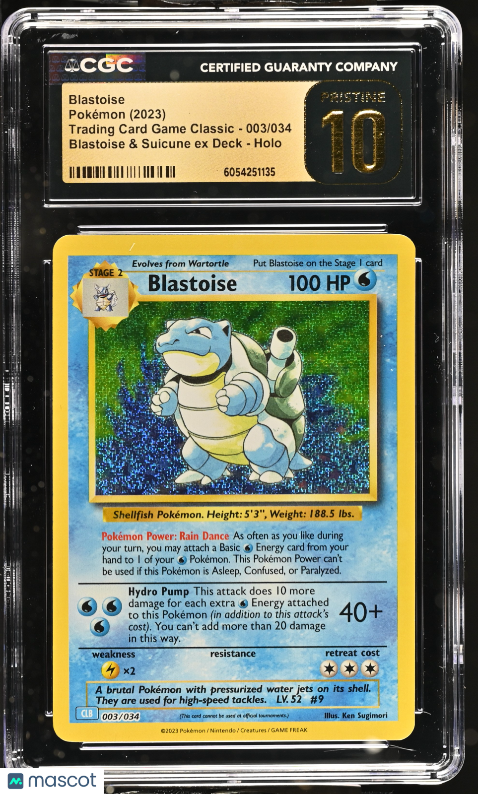 2023 Pokemon Blastoise #003/034 CGC 10